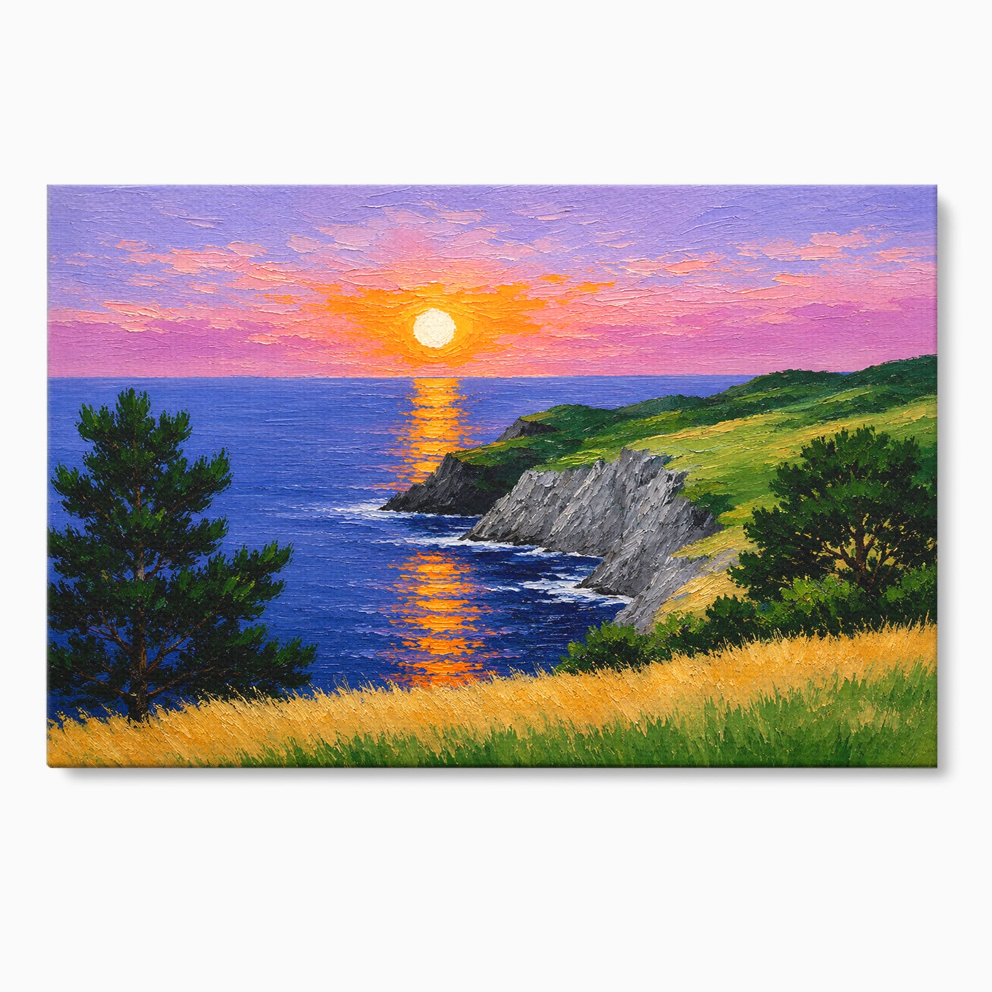 Tablou Canvas Premium LuxCanva® A1698, Apus Pe Tarmul Marii, Apus, Mare, Peisaj, Natura, Living, Culori Vibrante