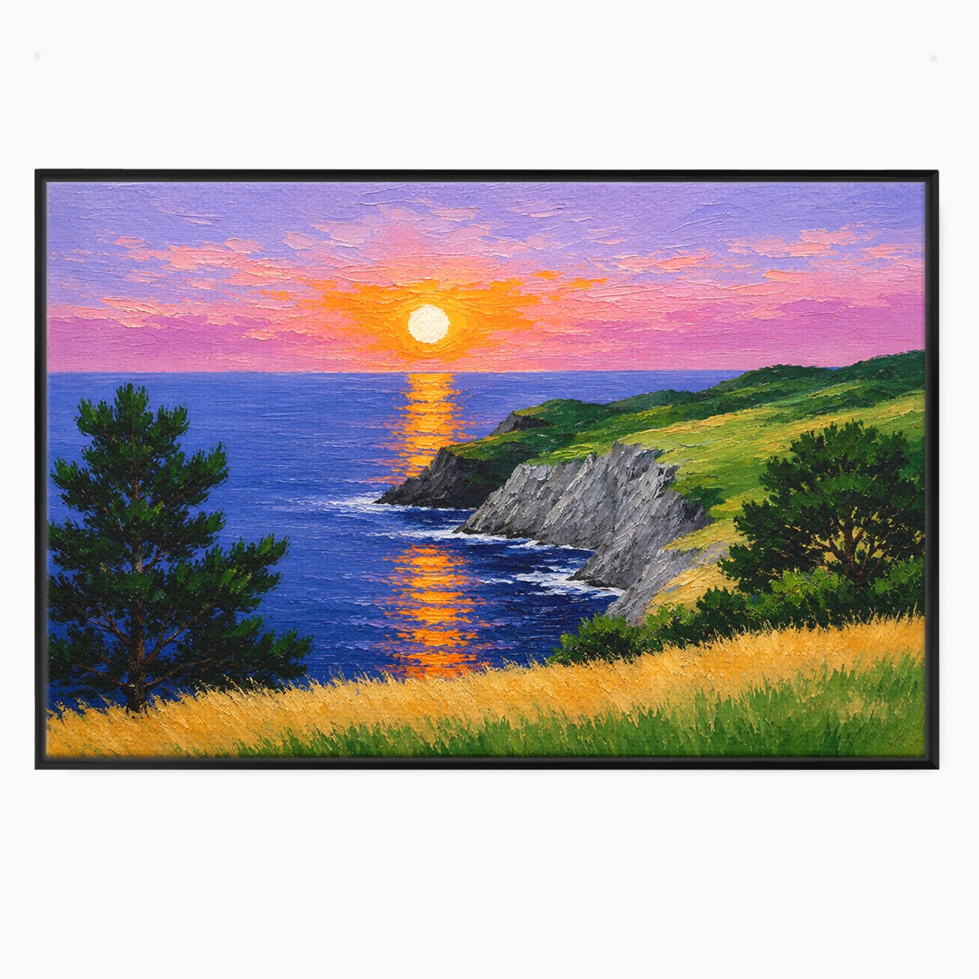 Tablou Canvas Premium LuxCanva® A1698, Apus Pe Tarmul Marii, Apus, Mare, Peisaj, Natura, Living, Culori Vibrante