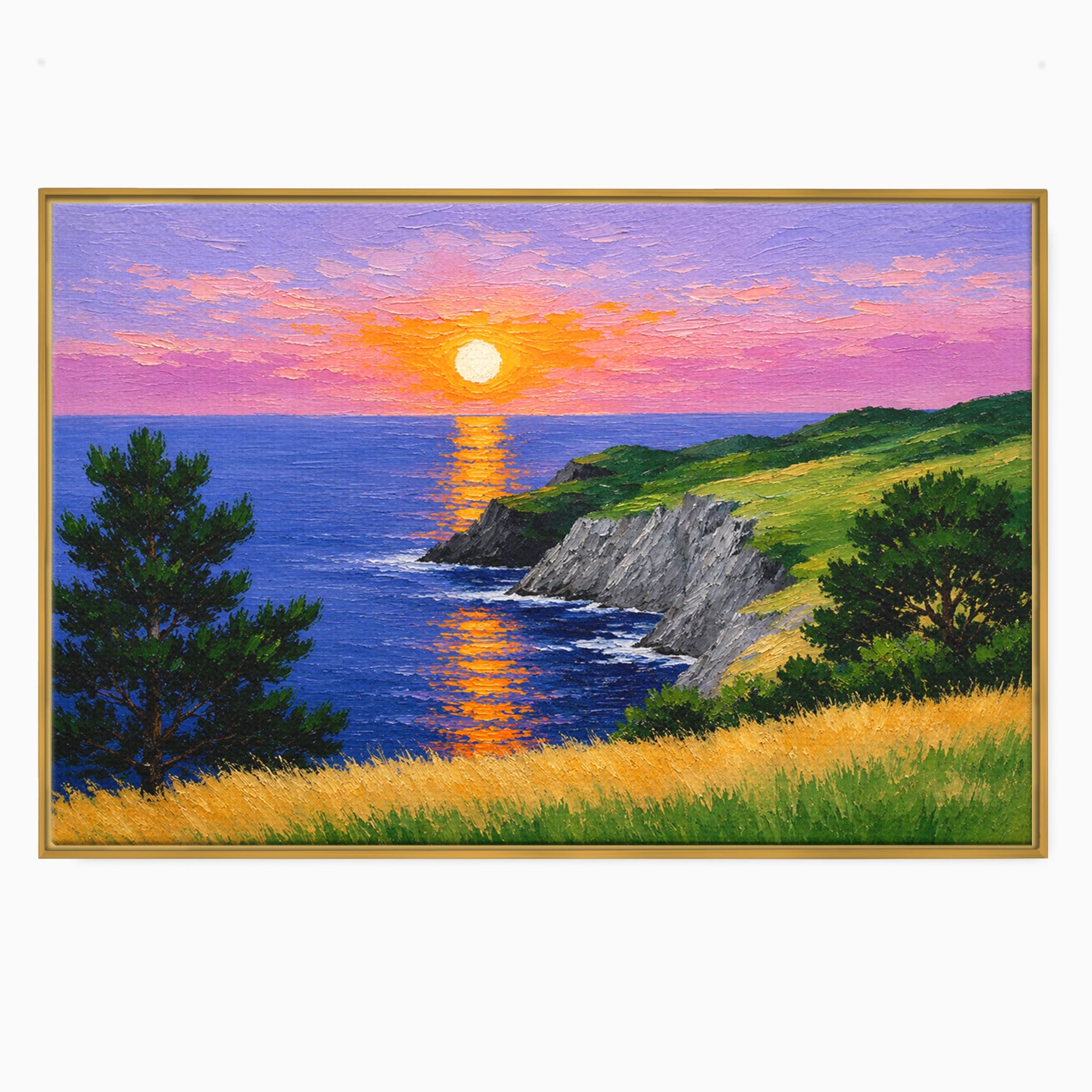 Tablou Canvas Premium LuxCanva® A1698, Apus Pe Tarmul Marii, Apus, Mare, Peisaj, Natura, Living, Culori Vibrante