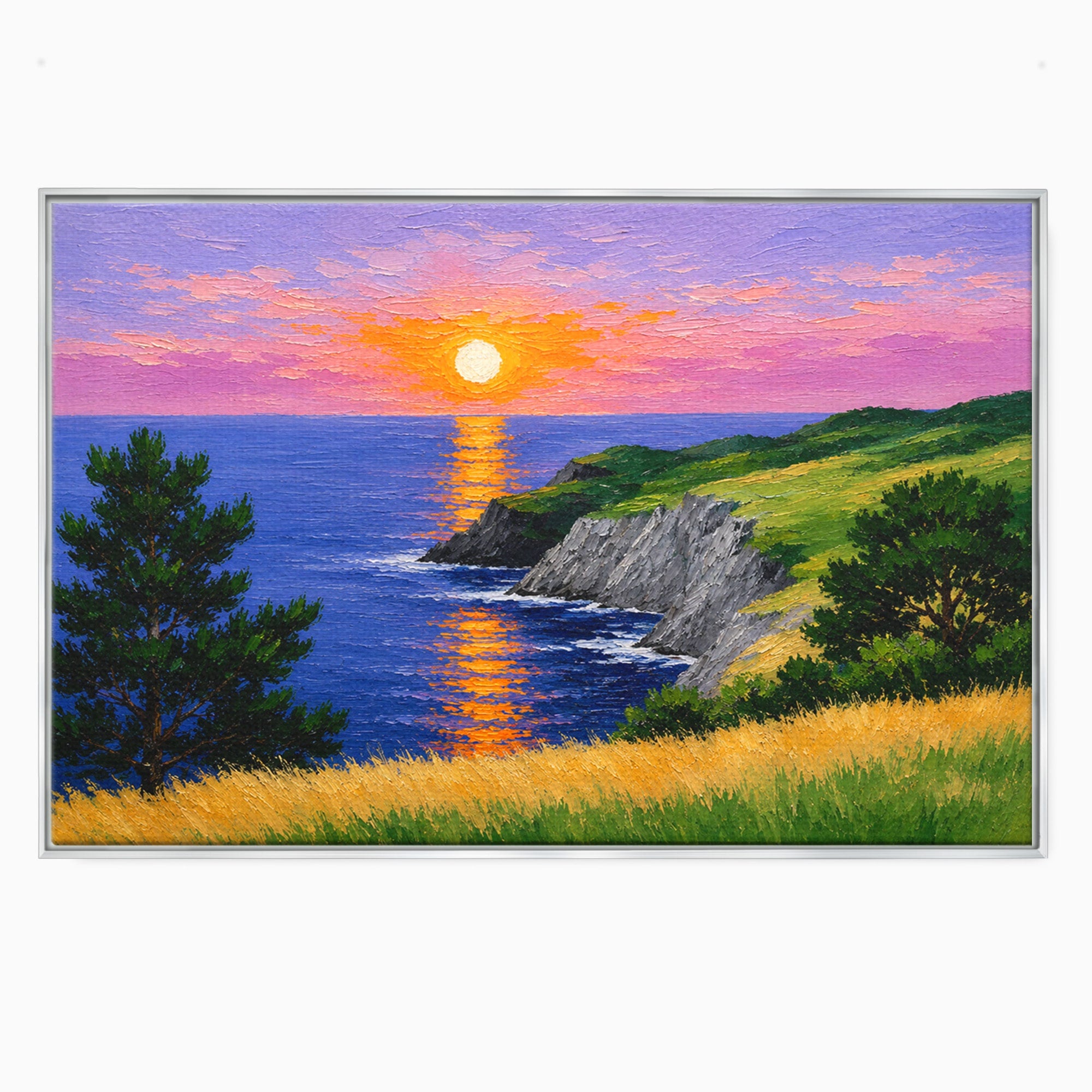 Tablou Canvas Premium LuxCanva® A1698, Apus Pe Tarmul Marii, Apus, Mare, Peisaj, Natura, Living, Culori Vibrante