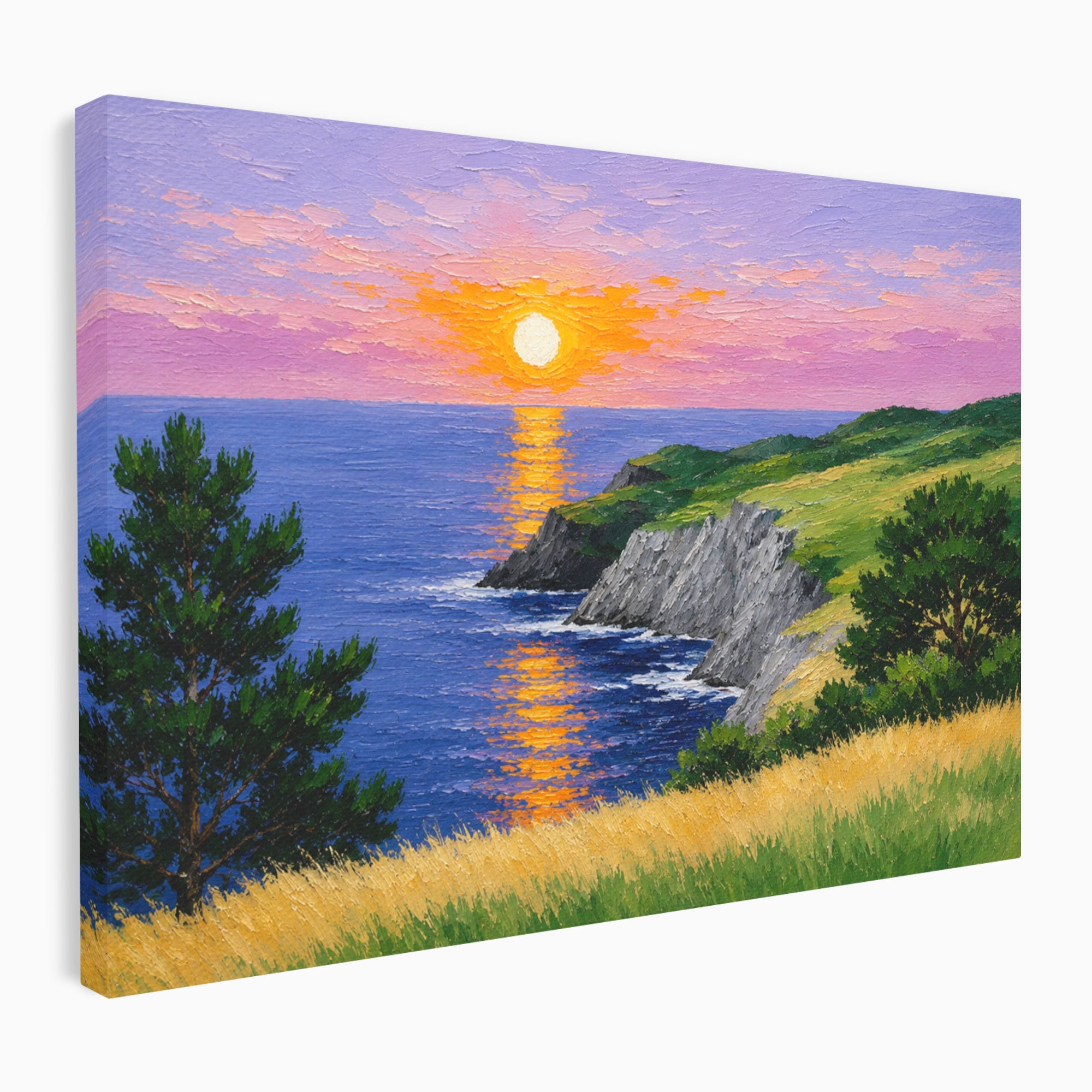 Tablou Canvas Premium LuxCanva® A1698, Apus Pe Tarmul Marii, Apus, Mare, Peisaj, Natura, Living, Culori Vibrante