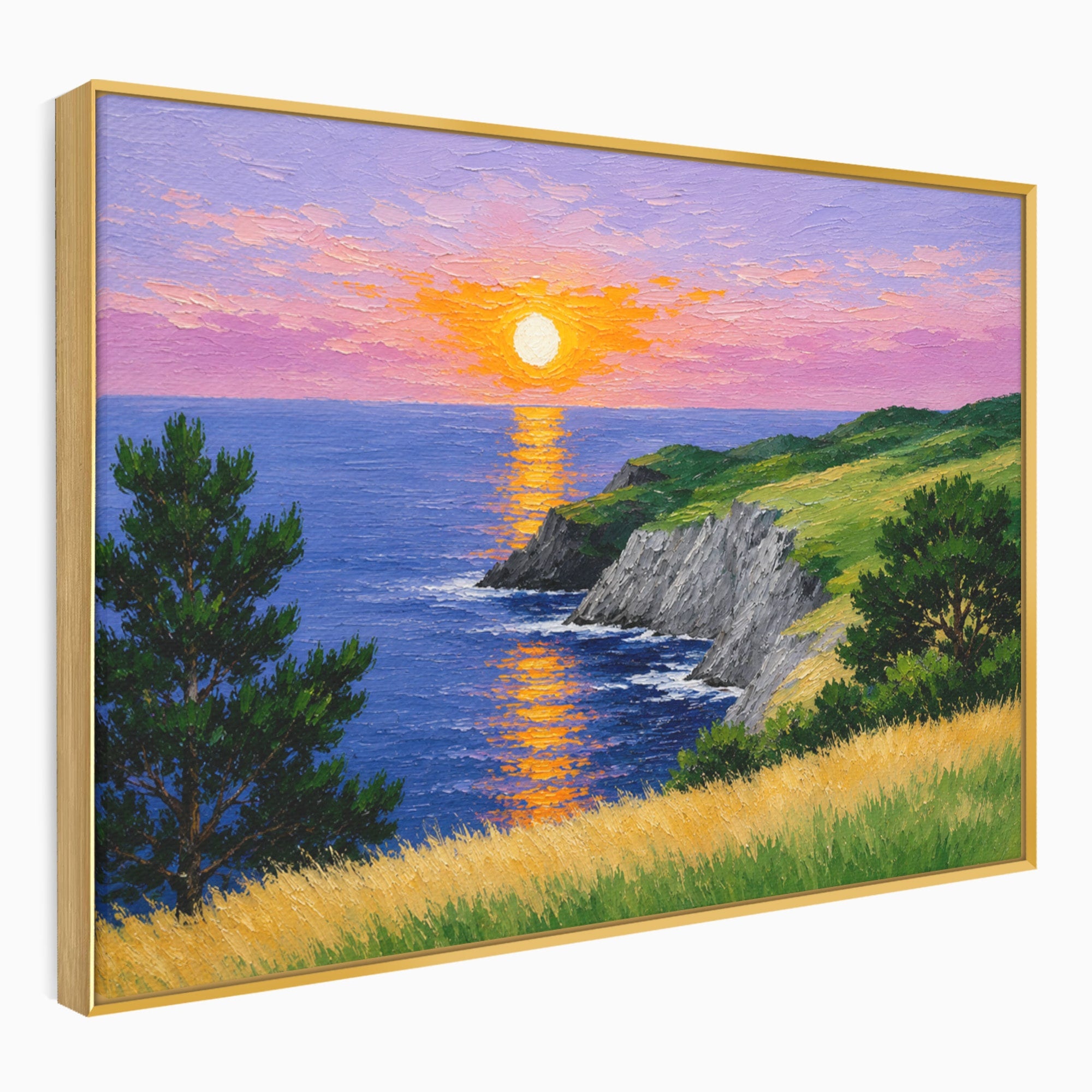 Tablou Canvas Premium LuxCanva® A1698, Apus Pe Tarmul Marii, Apus, Mare, Peisaj, Natura, Living, Culori Vibrante