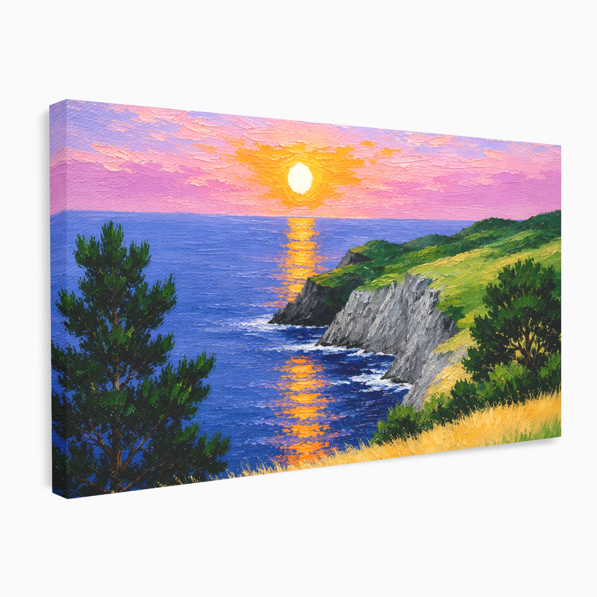Tablou Canvas Premium LuxCanva® A1698, Apus Pe Tarmul Marii, Apus, Mare, Peisaj, Natura, Living, Culori Vibrante
