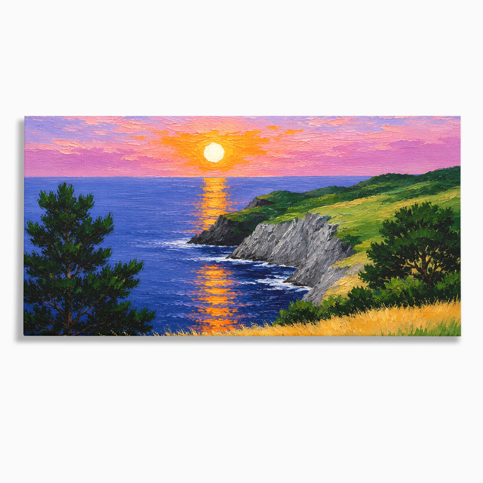 Tablou Canvas Premium LuxCanva® A1698, Apus Pe Tarmul Marii, Apus, Mare, Peisaj, Natura, Living, Culori Vibrante