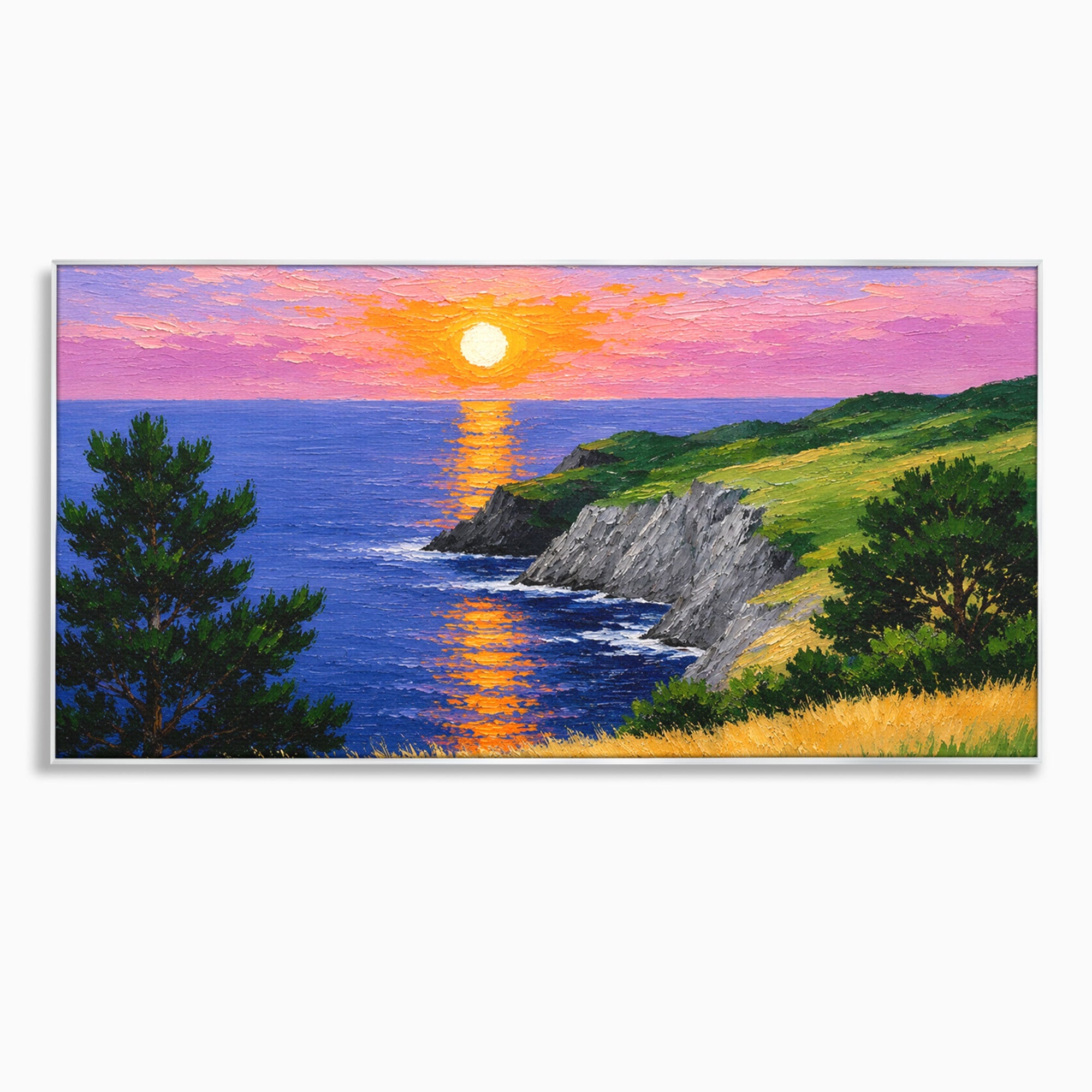 Tablou Canvas Premium LuxCanva® A1698, Apus Pe Tarmul Marii, Apus, Mare, Peisaj, Natura, Living, Culori Vibrante