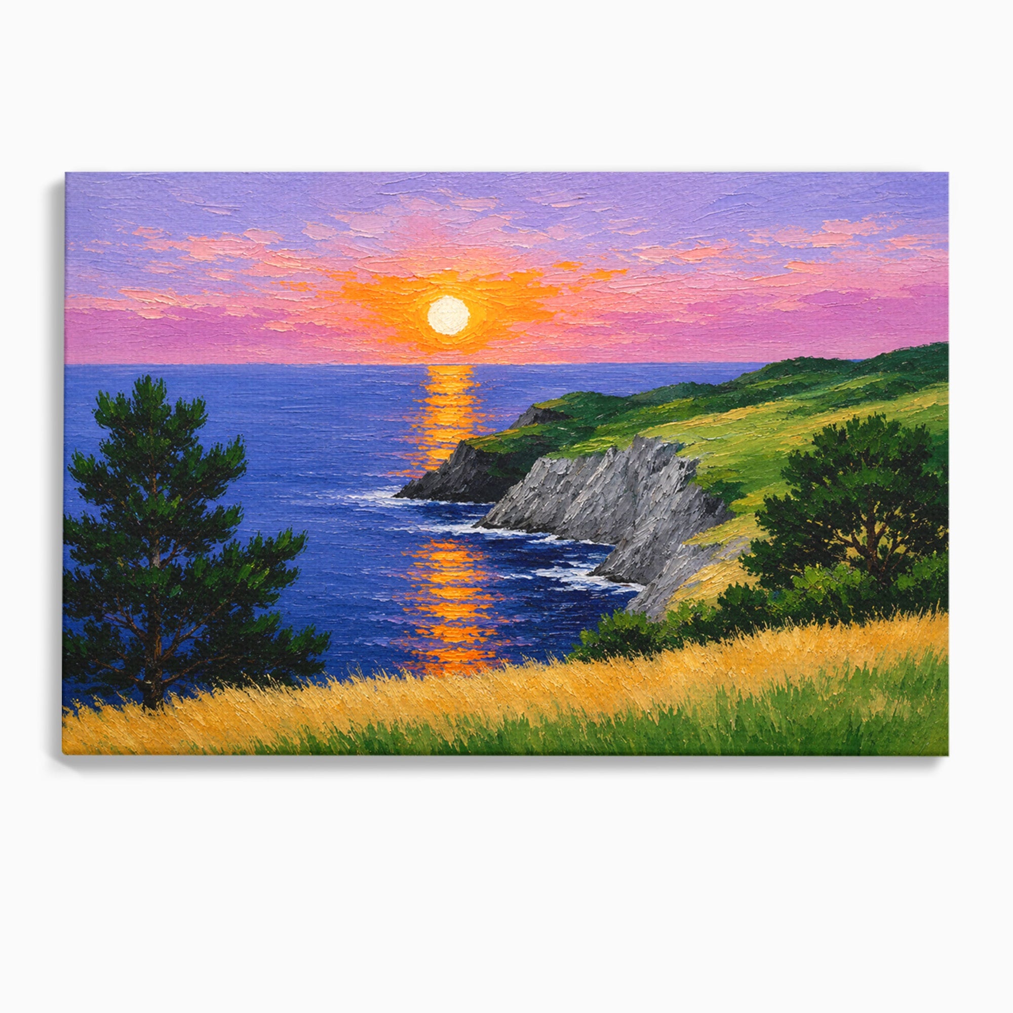Tablou Canvas Premium LuxCanva® A1698, Apus Pe Tarmul Marii, Apus, Mare, Peisaj, Natura, Living, Culori Vibrante