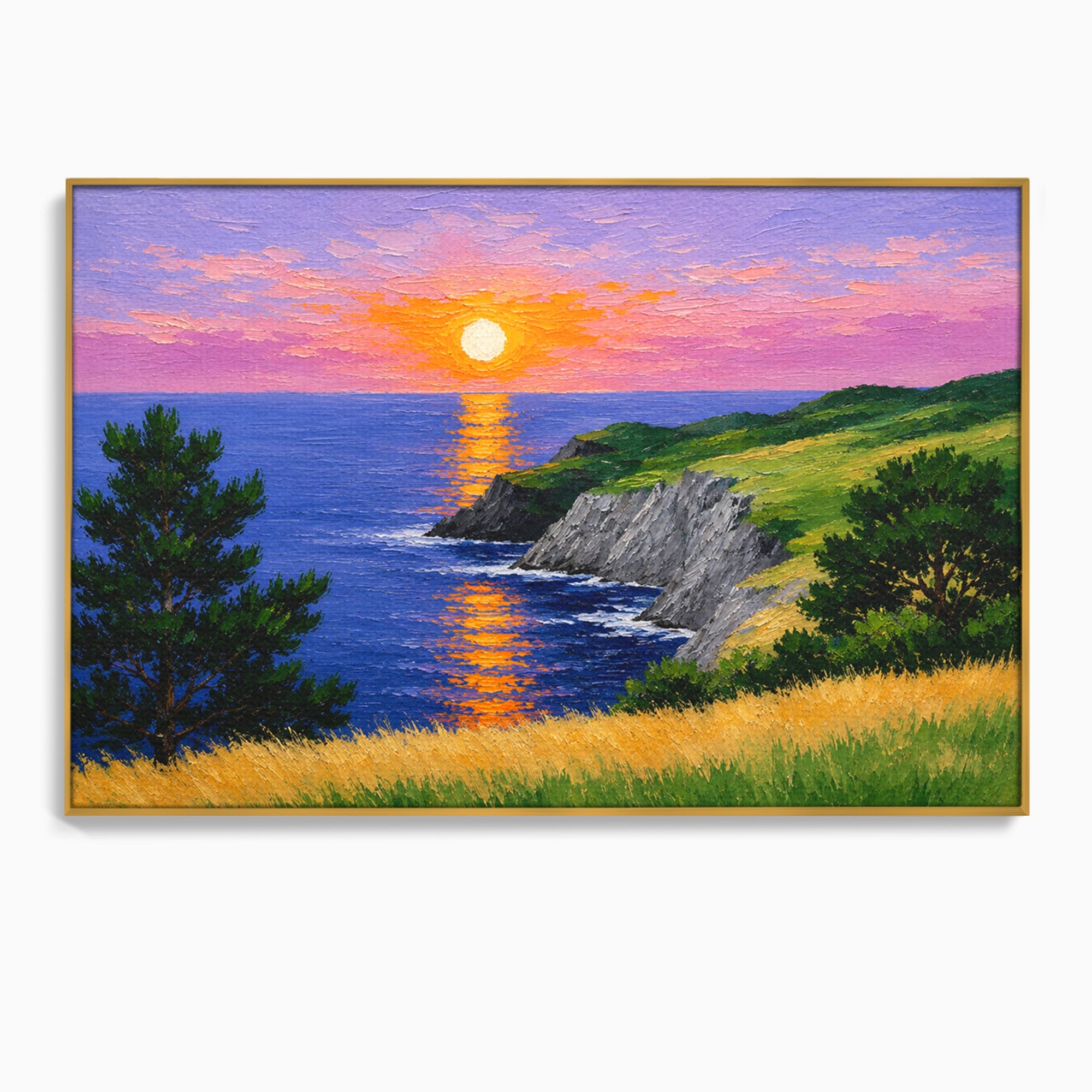Tablou Canvas Premium LuxCanva® A1698, Apus Pe Tarmul Marii, Apus, Mare, Peisaj, Natura, Living, Culori Vibrante