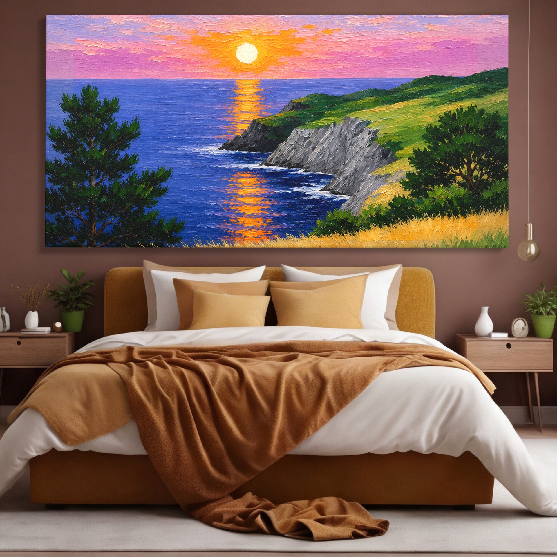 Tablou Canvas Premium LuxCanva® A1698, Apus Pe Tarmul Marii, Apus, Mare, Peisaj, Natura, Living, Culori Vibrante