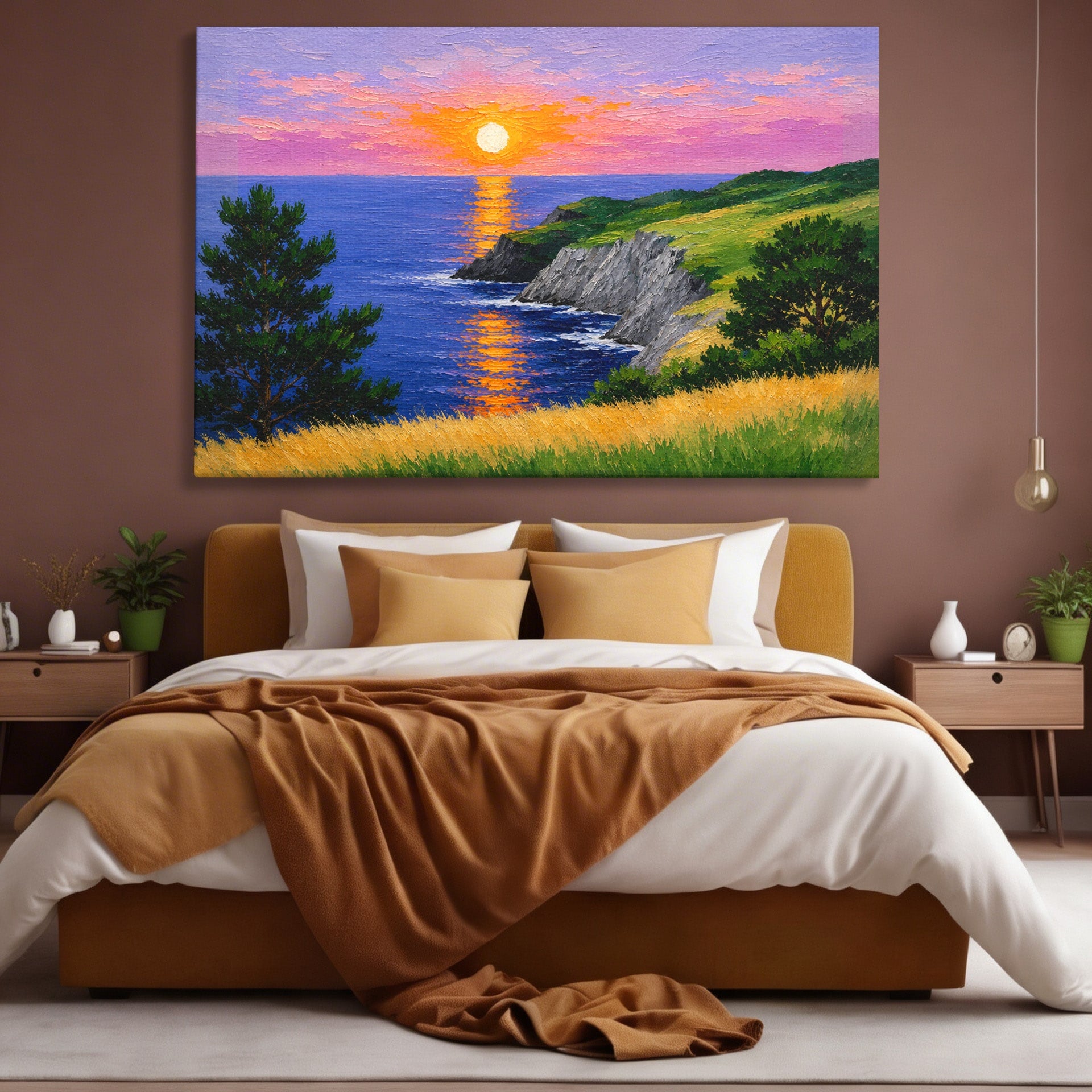 Tablou Canvas Premium LuxCanva® A1698, Apus Pe Tarmul Marii, Apus, Mare, Peisaj, Natura, Living, Culori Vibrante