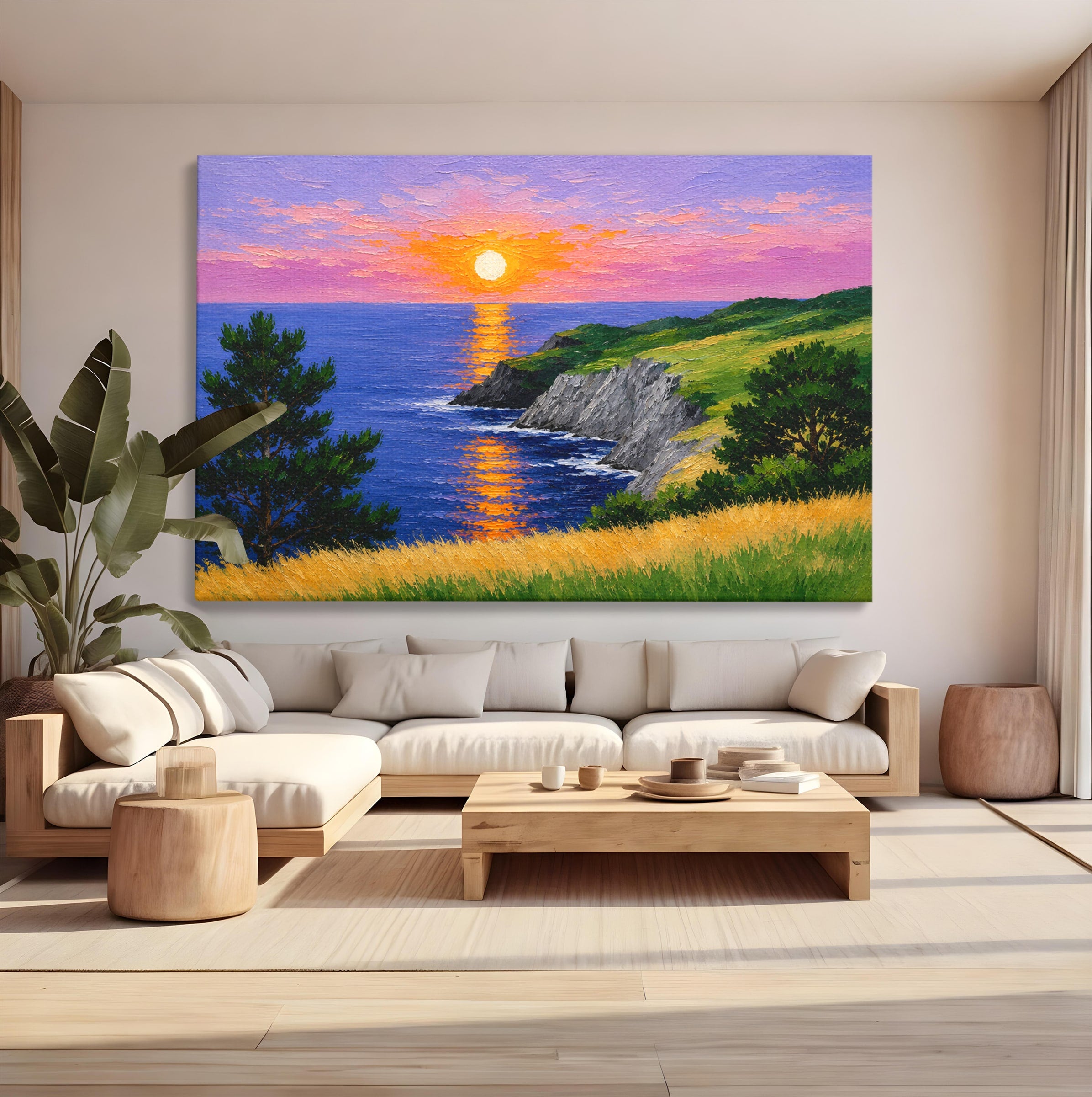 Tablou Canvas Premium LuxCanva® A1698, Apus Pe Tarmul Marii, Apus, Mare, Peisaj, Natura, Living, Culori Vibrante