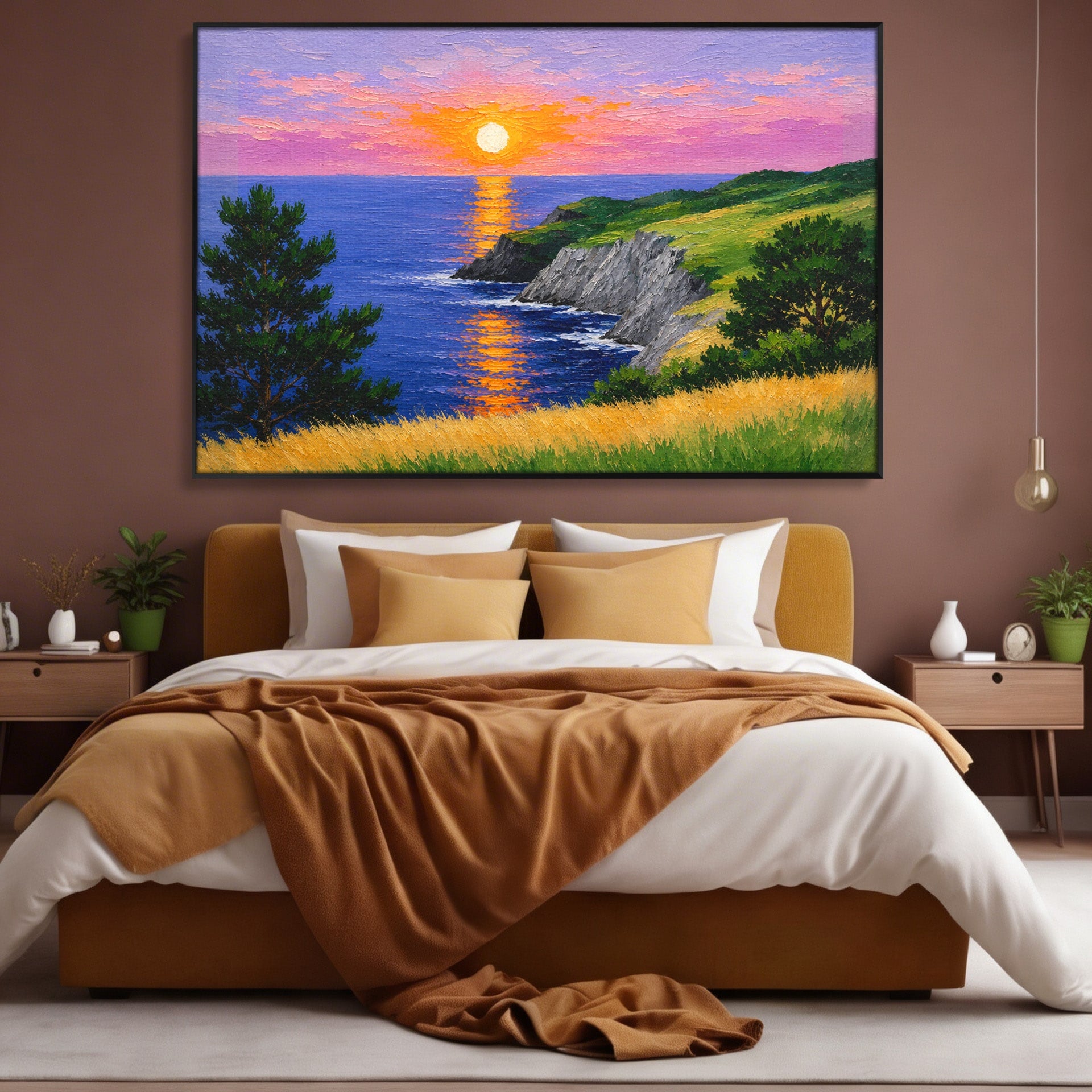 Tablou Canvas Premium LuxCanva® A1698, Apus Pe Tarmul Marii, Apus, Mare, Peisaj, Natura, Living, Culori Vibrante