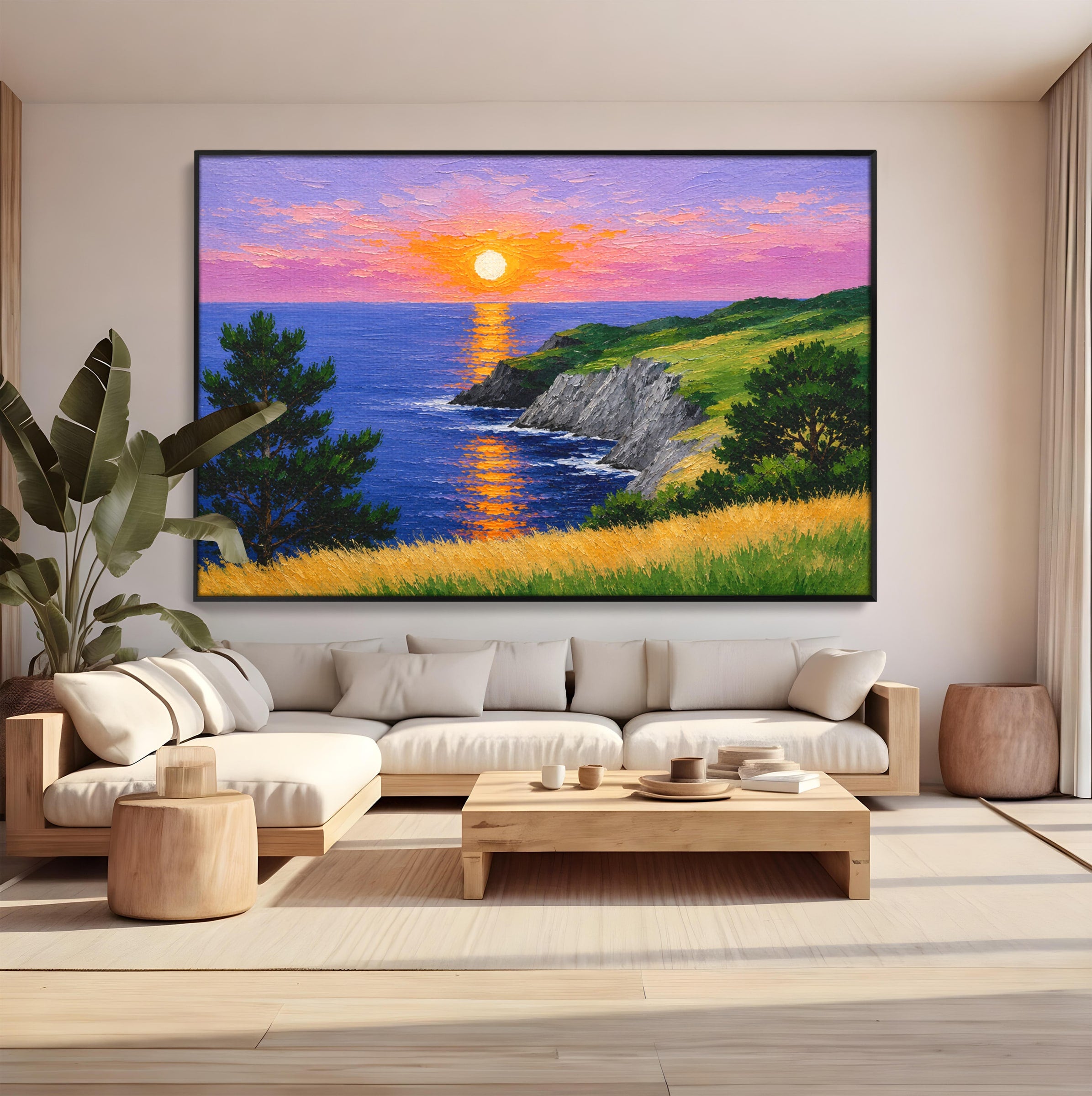 Tablou Canvas Premium LuxCanva® A1698, Apus Pe Tarmul Marii, Apus, Mare, Peisaj, Natura, Living, Culori Vibrante