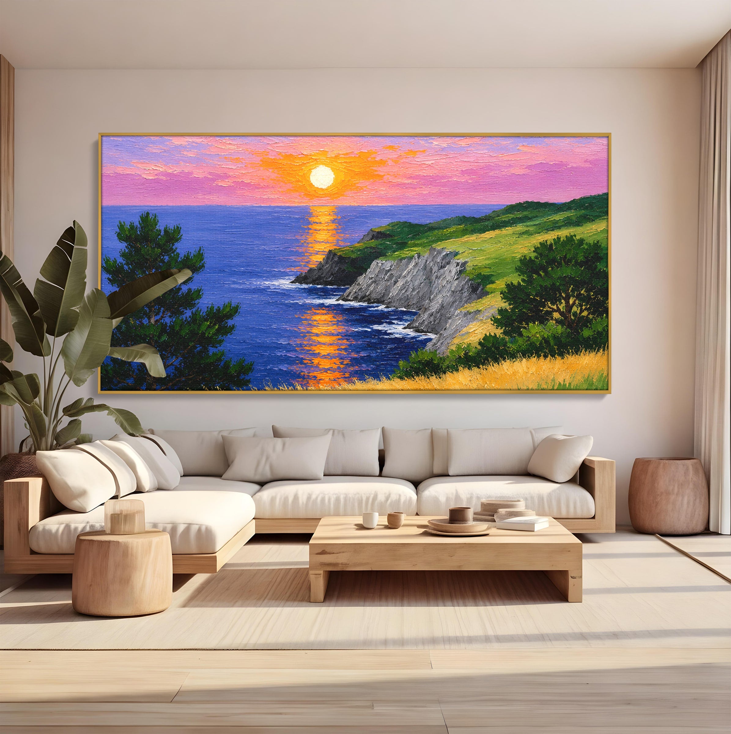 Tablou Canvas Premium LuxCanva® A1698, Apus Pe Tarmul Marii, Apus, Mare, Peisaj, Natura, Living, Culori Vibrante