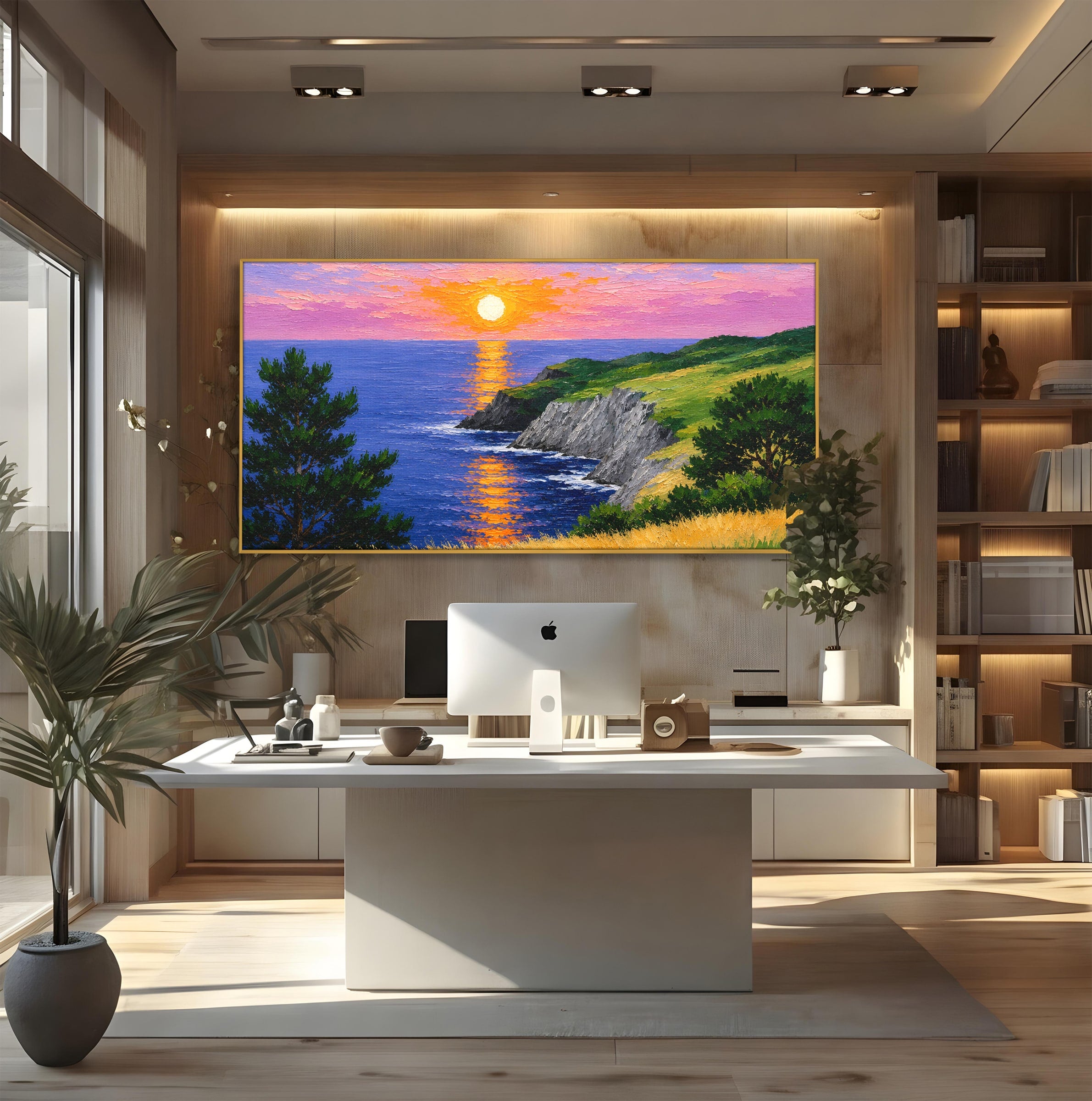 Tablou Canvas Premium LuxCanva® A1698, Apus Pe Tarmul Marii, Apus, Mare, Peisaj, Natura, Living, Culori Vibrante