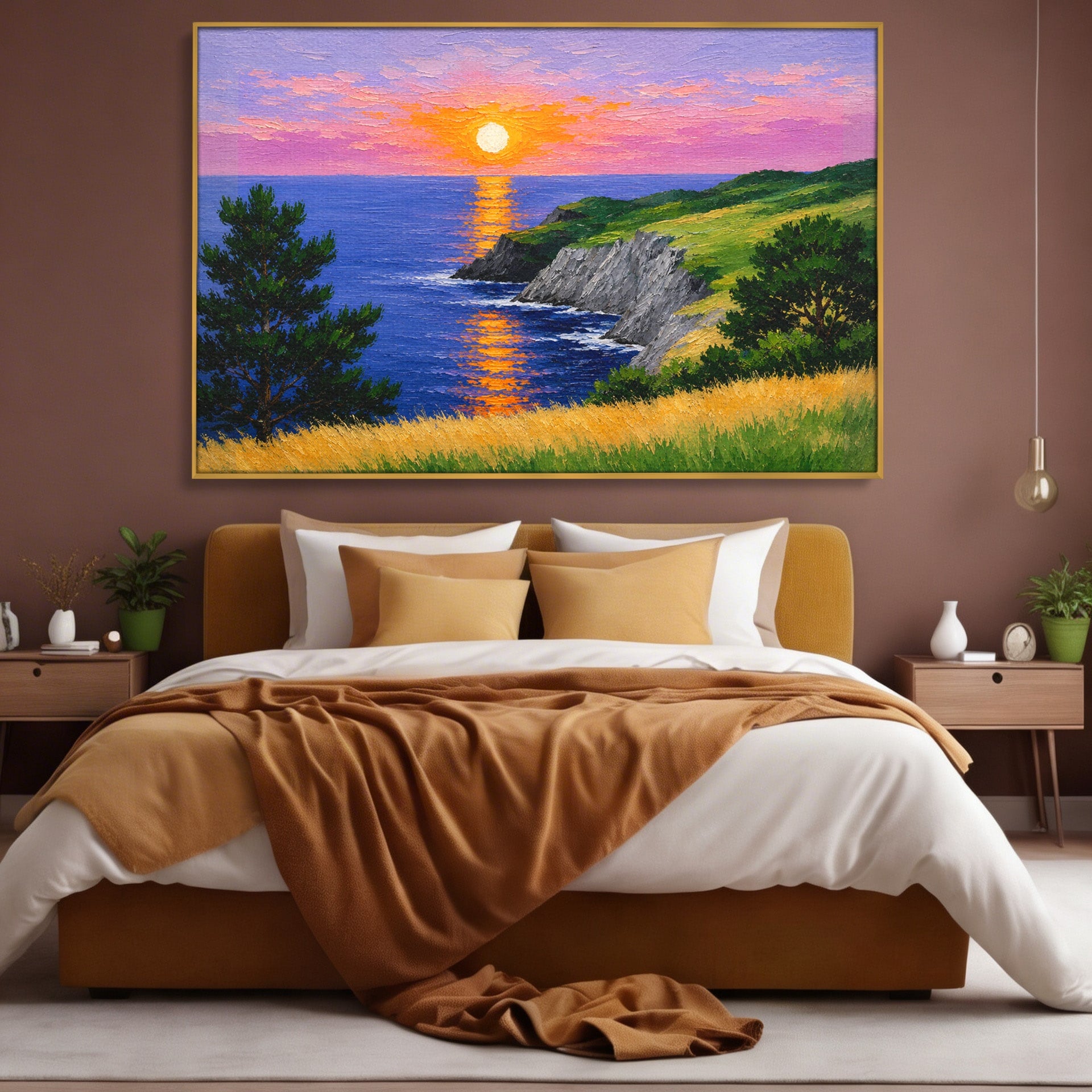 Tablou Canvas Premium LuxCanva® A1698, Apus Pe Tarmul Marii, Apus, Mare, Peisaj, Natura, Living, Culori Vibrante