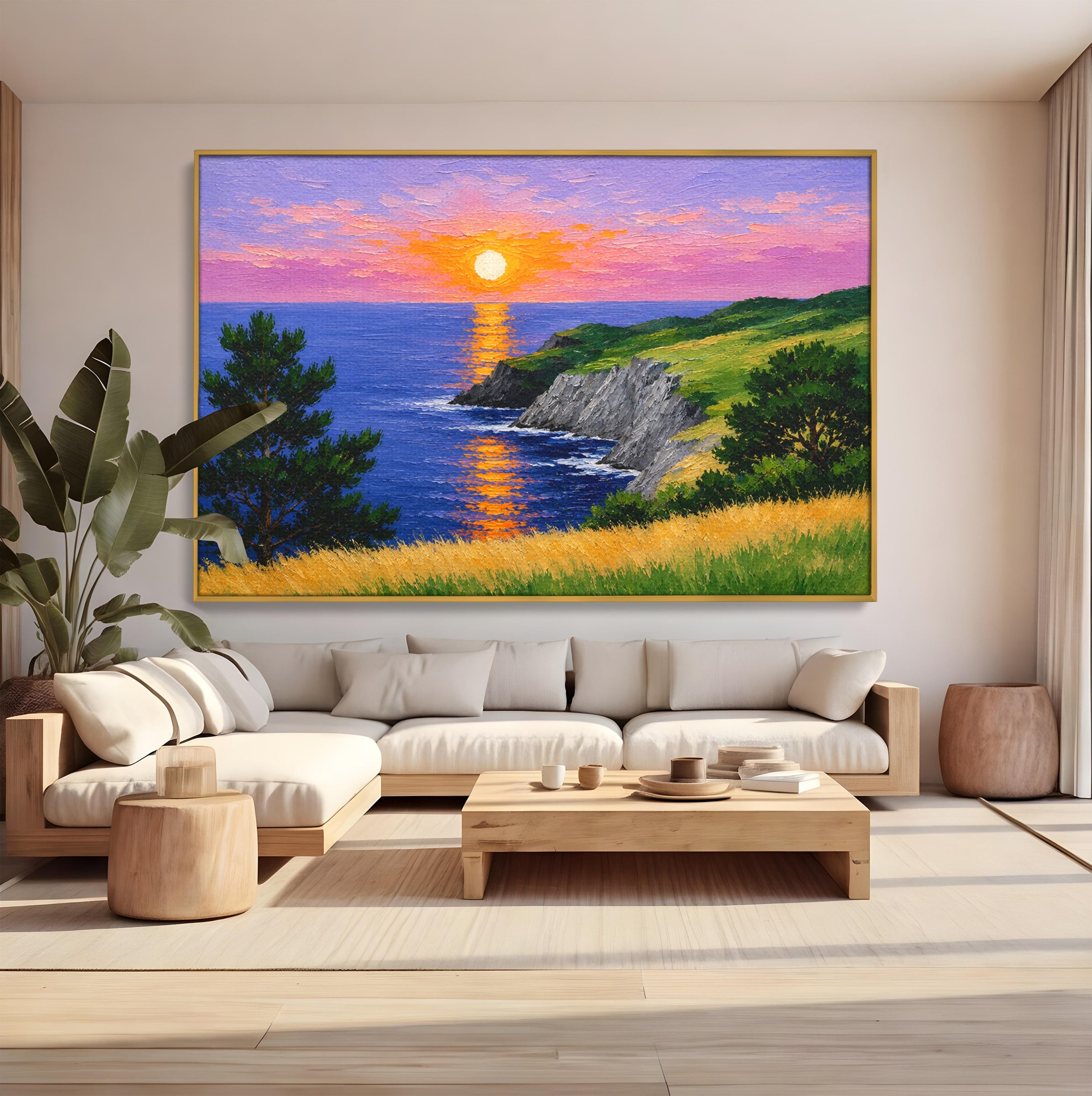 Tablou Canvas Premium LuxCanva® A1698, Apus Pe Tarmul Marii, Apus, Mare, Peisaj, Natura, Living, Culori Vibrante