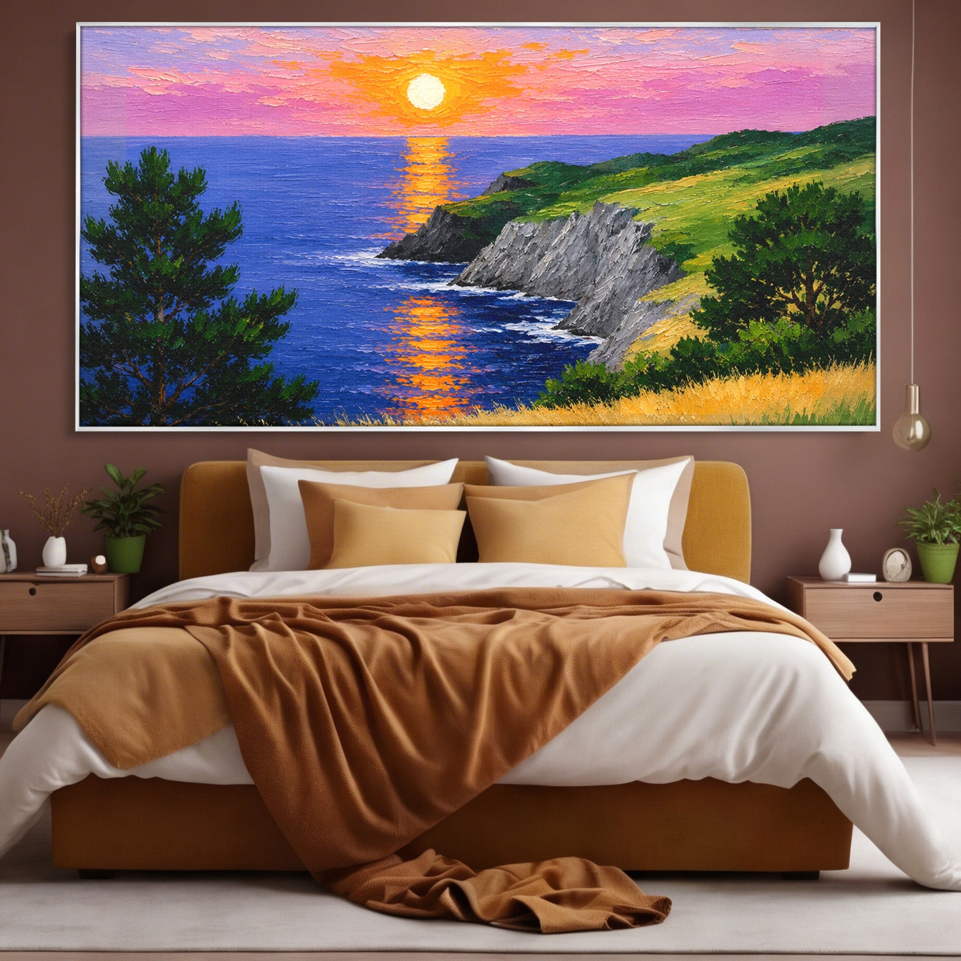 Tablou Canvas Premium LuxCanva® A1698, Apus Pe Tarmul Marii, Apus, Mare, Peisaj, Natura, Living, Culori Vibrante