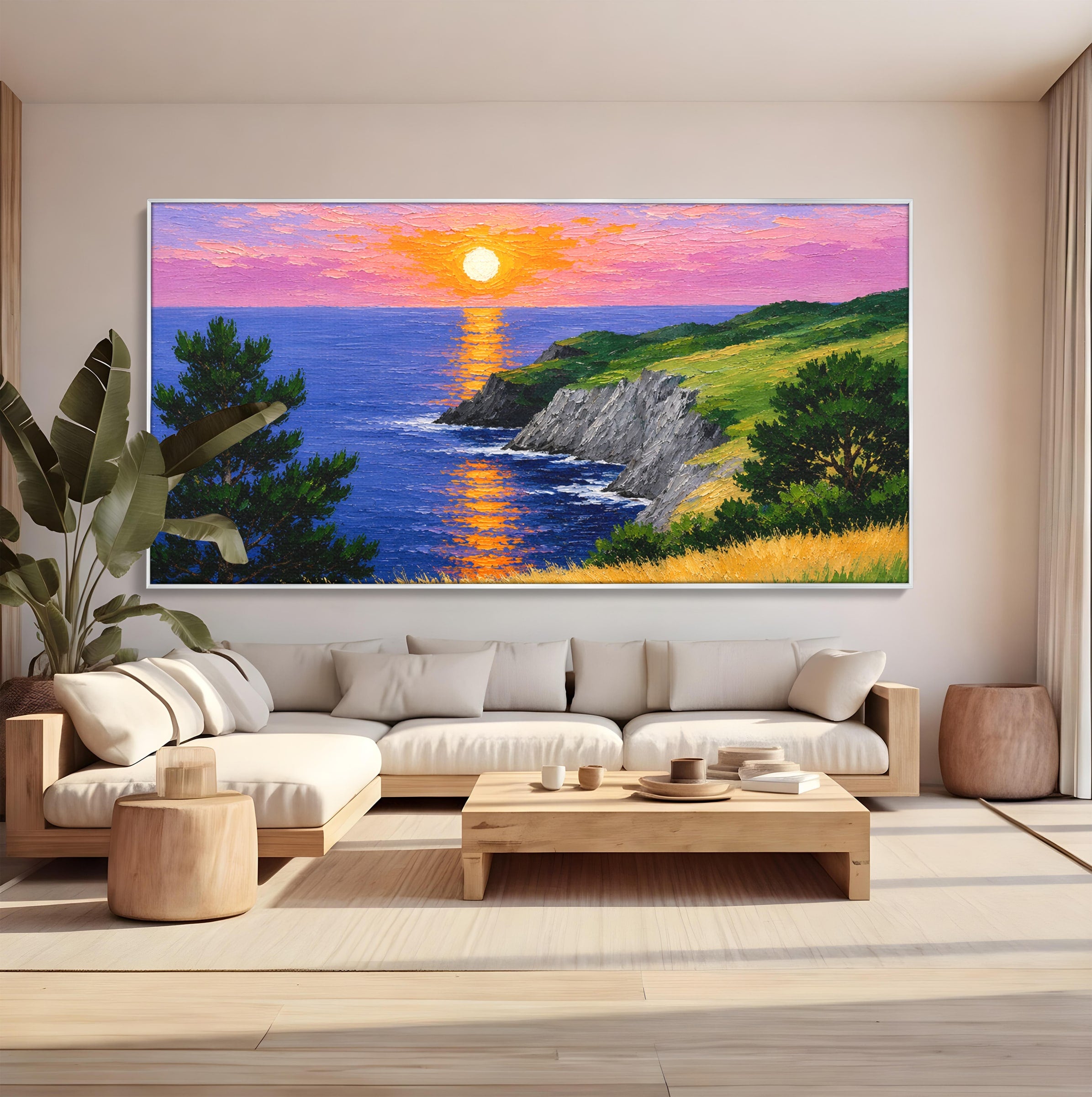 Tablou Canvas Premium LuxCanva® A1698, Apus Pe Tarmul Marii, Apus, Mare, Peisaj, Natura, Living, Culori Vibrante