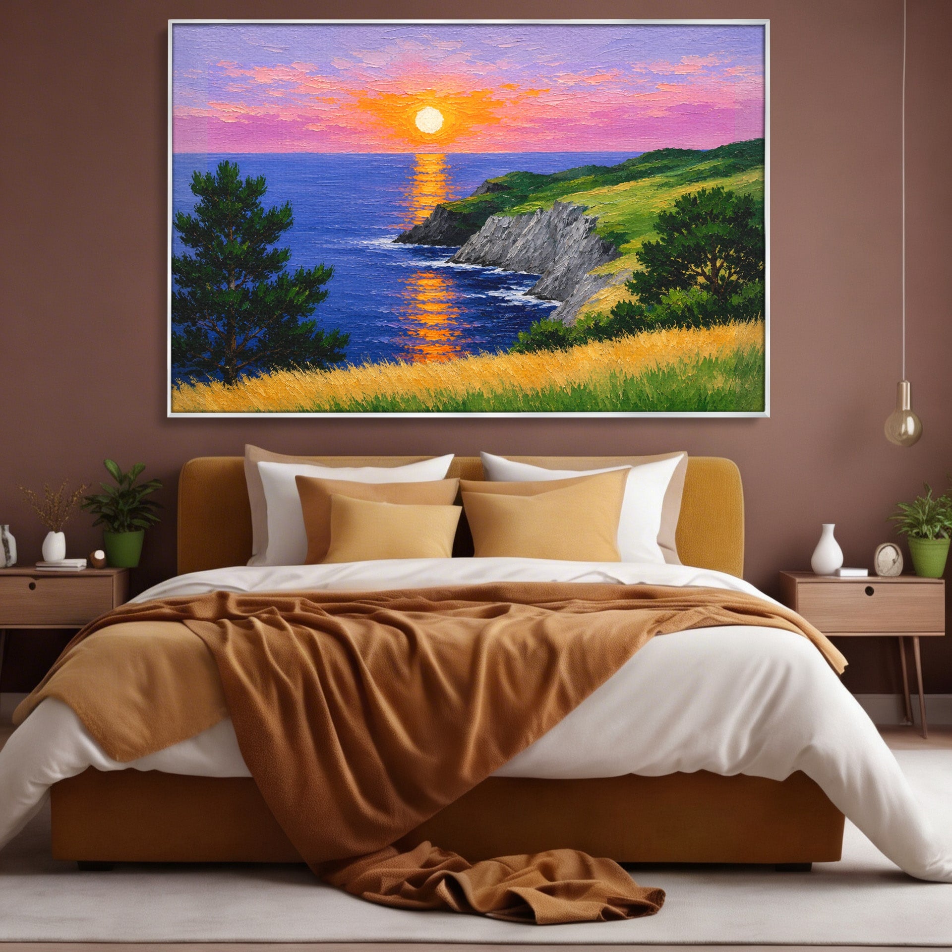 Tablou Canvas Premium LuxCanva® A1698, Apus Pe Tarmul Marii, Apus, Mare, Peisaj, Natura, Living, Culori Vibrante
