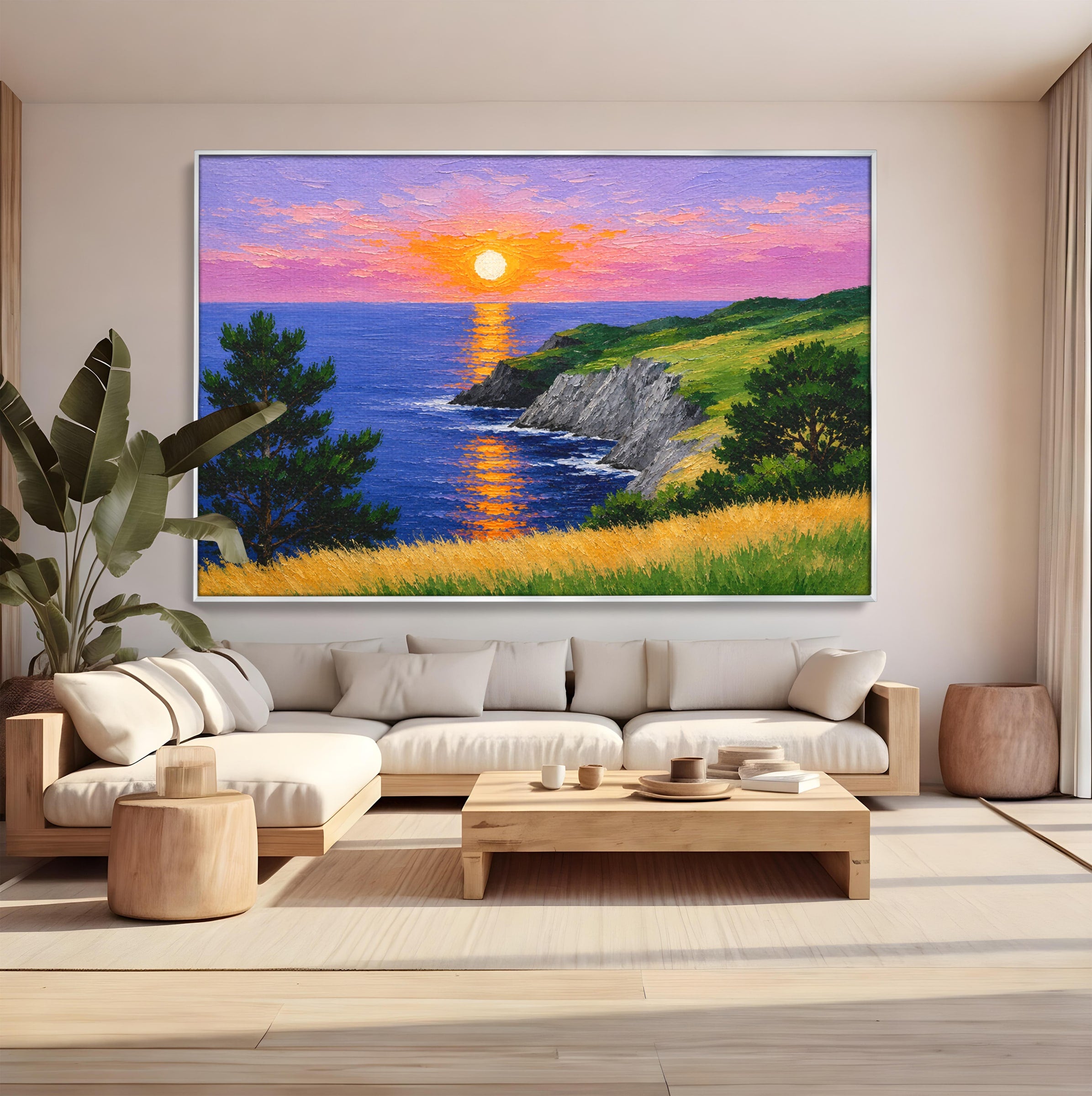 Tablou Canvas Premium LuxCanva® A1698, Apus Pe Tarmul Marii, Apus, Mare, Peisaj, Natura, Living, Culori Vibrante