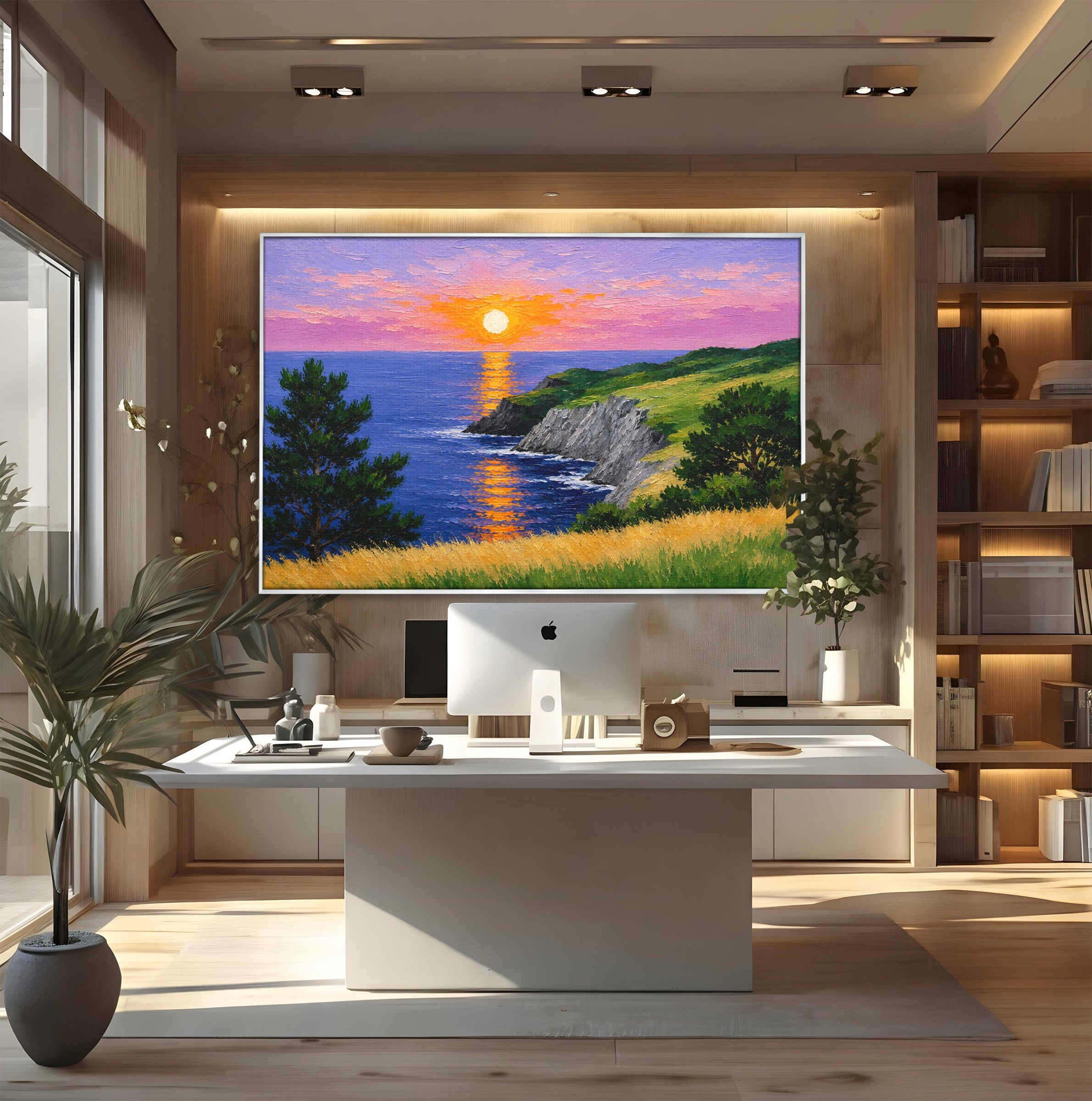 Tablou Canvas Premium LuxCanva® A1698, Apus Pe Tarmul Marii, Apus, Mare, Peisaj, Natura, Living, Culori Vibrante