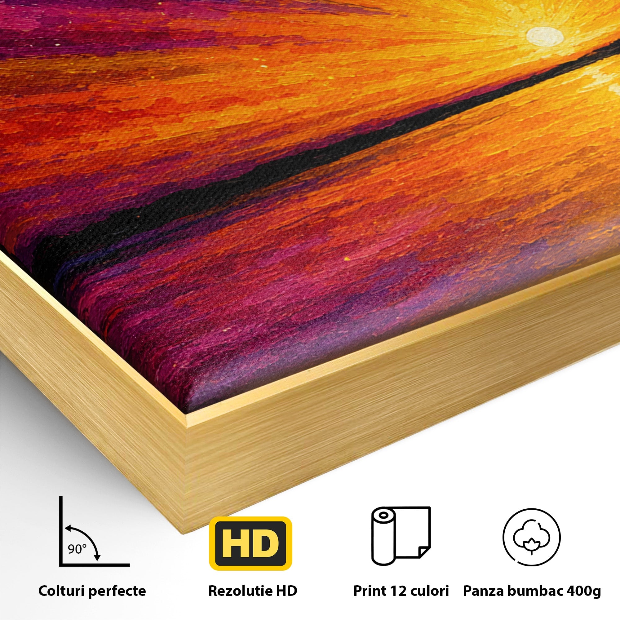 Tablou Canvas Premium LuxCanva® A1699, Apus Urban Pe Lac, Apus, Oras, Lac, Living, Peisaj, Culori Vibrante
