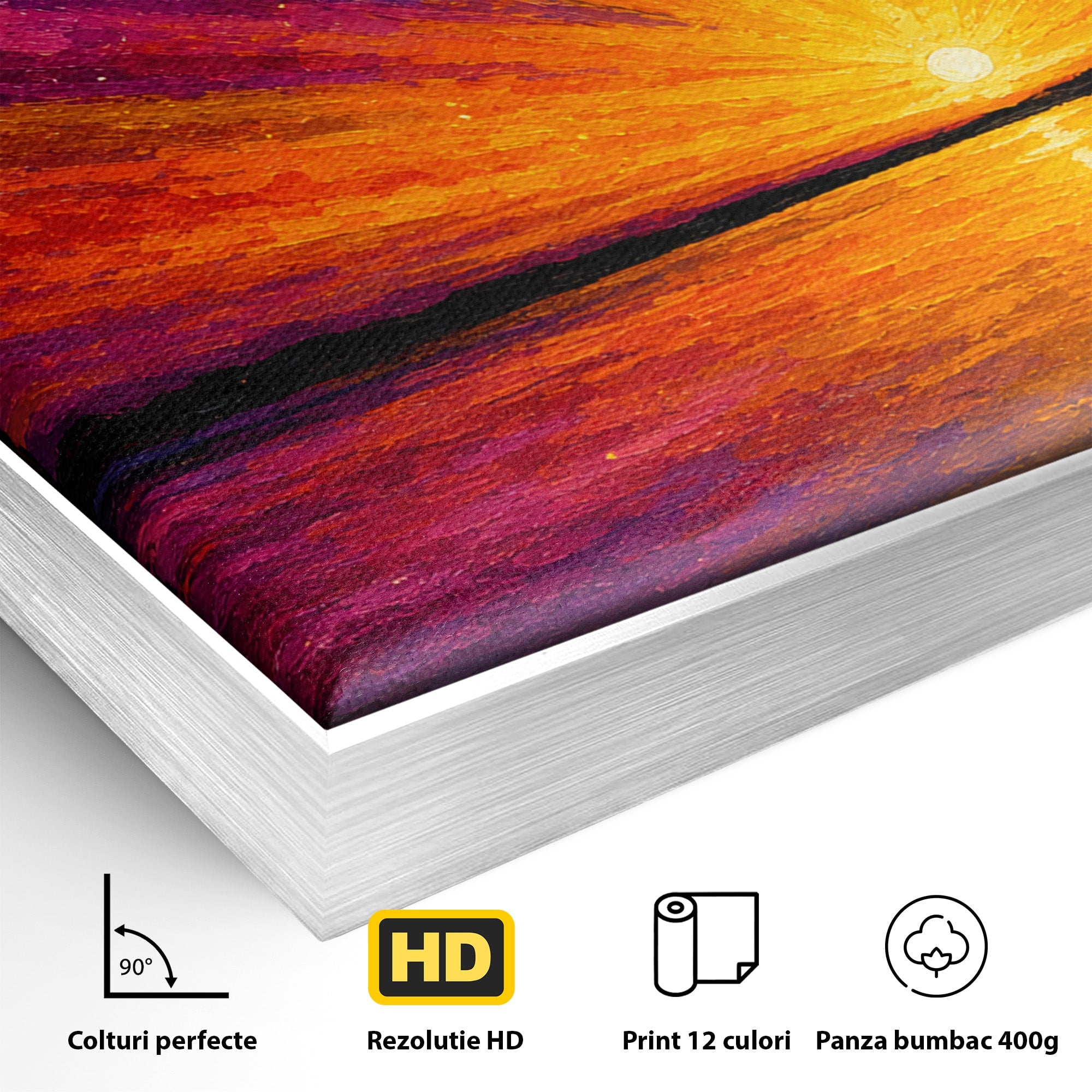 Tablou Canvas Premium LuxCanva® A1699, Apus Urban Pe Lac, Apus, Oras, Lac, Living, Peisaj, Culori Vibrante
