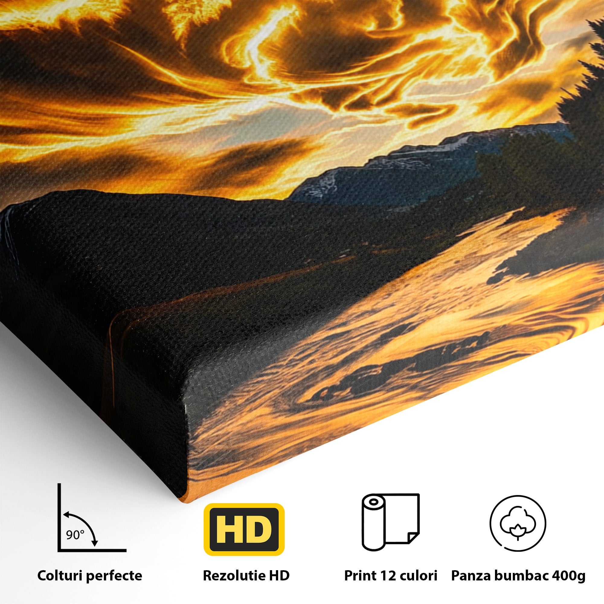 Tablou Canvas Premium LuxCanva® A1700, Cerul In Flacari, Cer, Apus, Natura, Peisaj, Living, Dormitor, Culori Vibrante