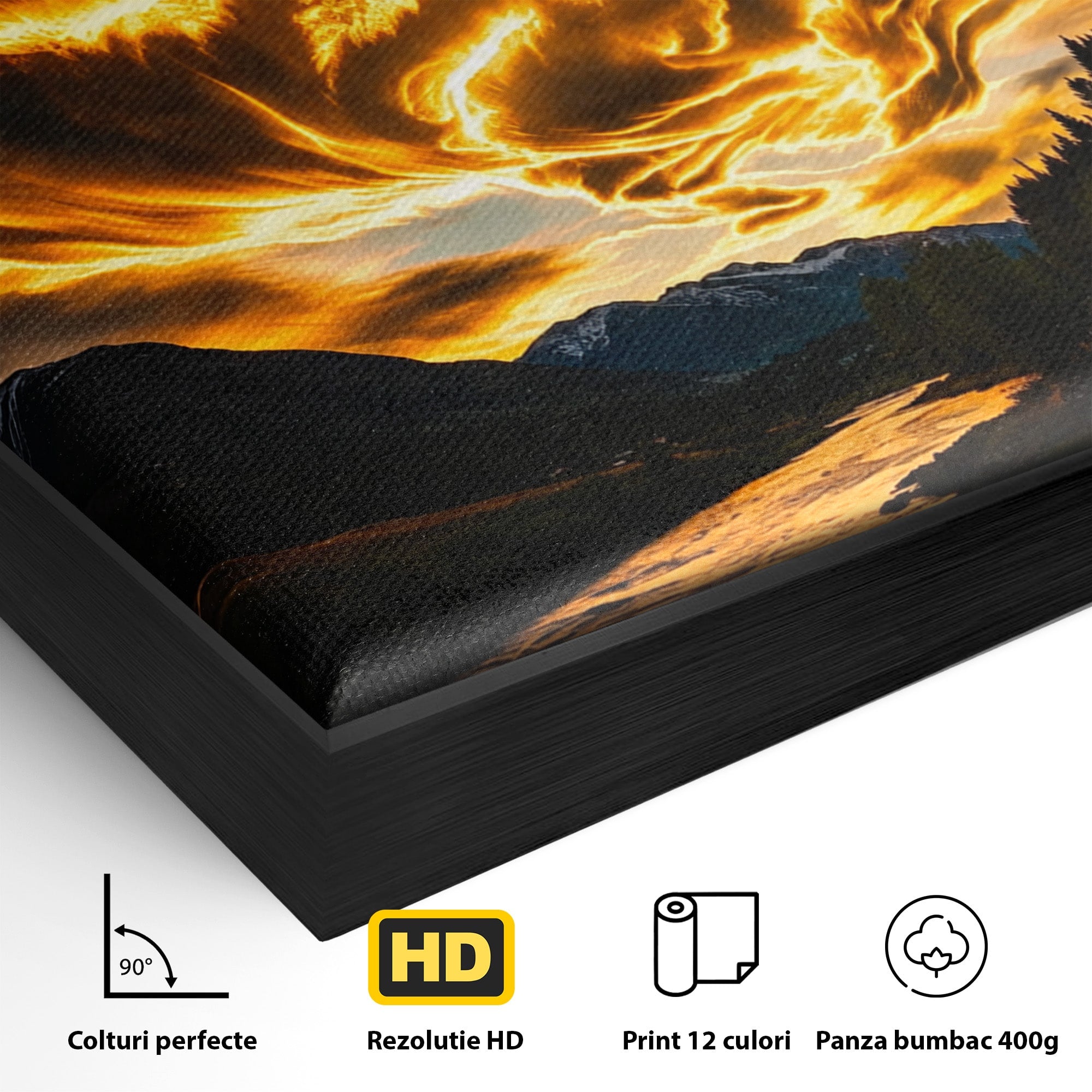 Tablou Canvas Premium LuxCanva® A1700, Cerul In Flacari, Cer, Apus, Natura, Peisaj, Living, Dormitor, Culori Vibrante