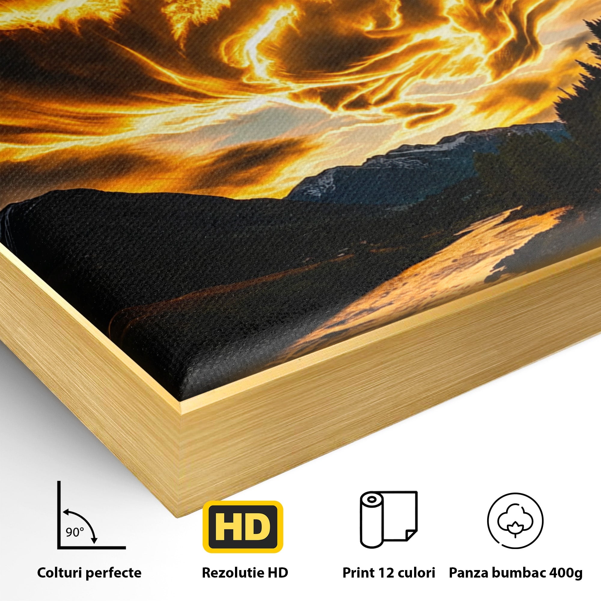Tablou Canvas Premium LuxCanva® A1700, Cerul In Flacari, Cer, Apus, Natura, Peisaj, Living, Dormitor, Culori Vibrante