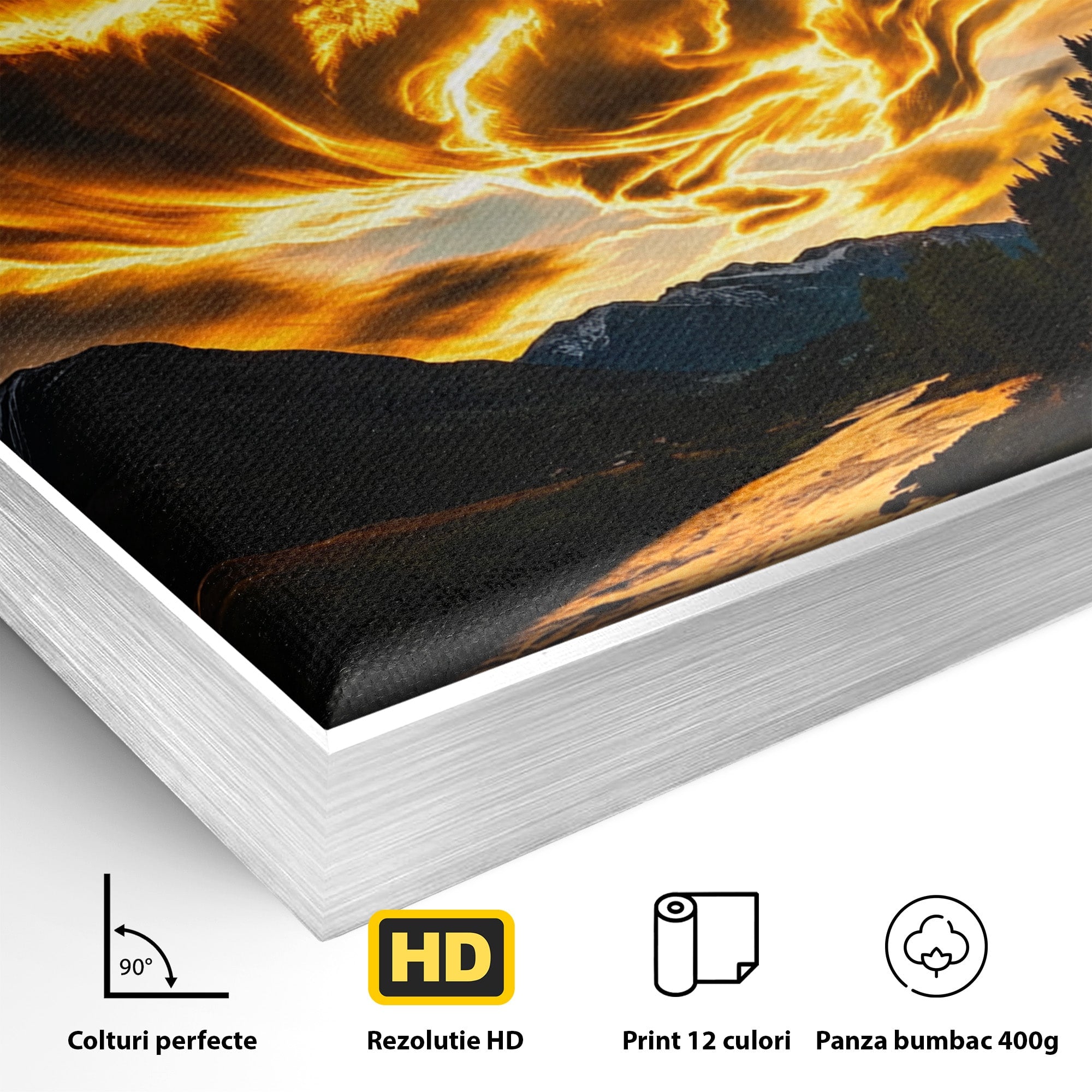 Tablou Canvas Premium LuxCanva® A1700, Cerul In Flacari, Cer, Apus, Natura, Peisaj, Living, Dormitor, Culori Vibrante