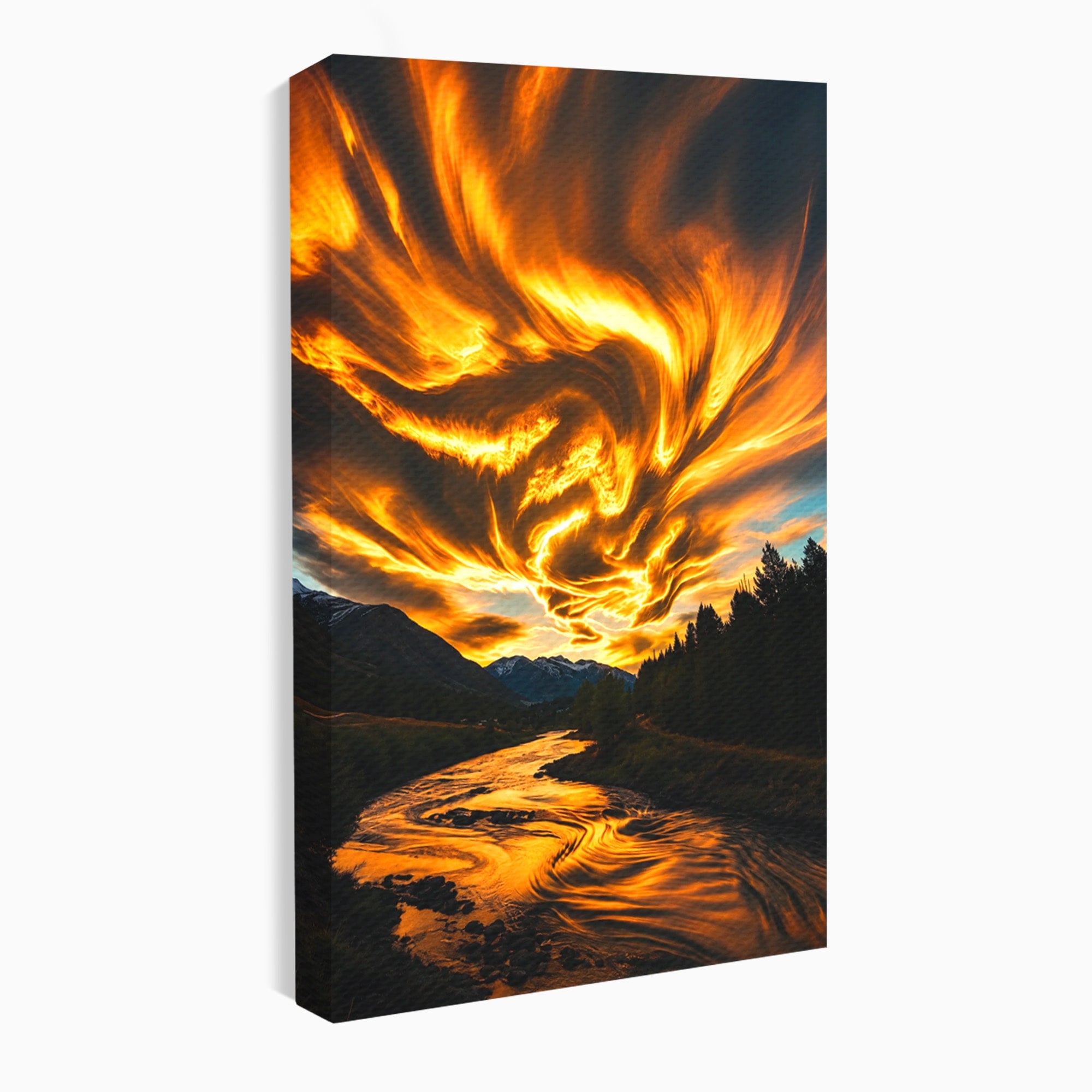 Tablou Canvas Premium LuxCanva® A1700, Cerul In Flacari, Cer, Apus, Natura, Peisaj, Living, Dormitor, Culori Vibrante