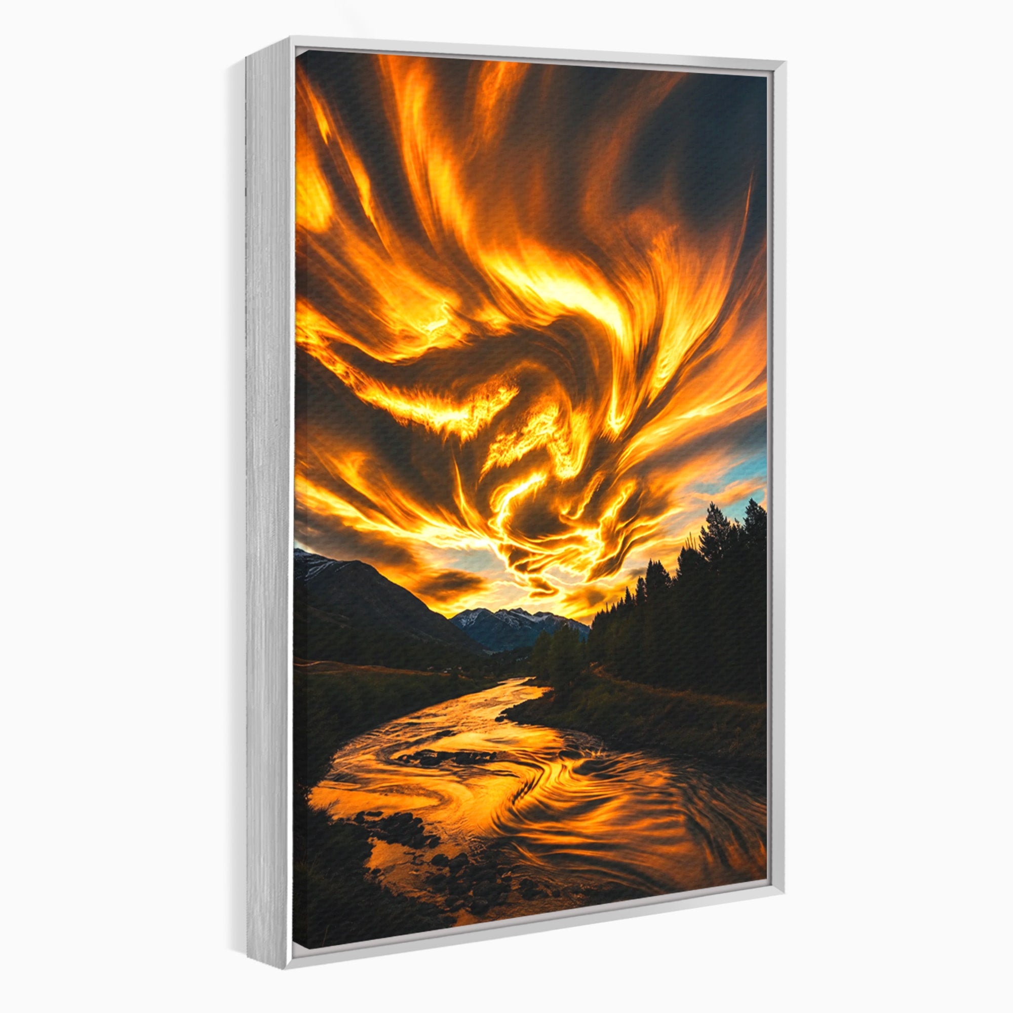 Tablou Canvas Premium LuxCanva® A1700, Cerul In Flacari, Cer, Apus, Natura, Peisaj, Living, Dormitor, Culori Vibrante