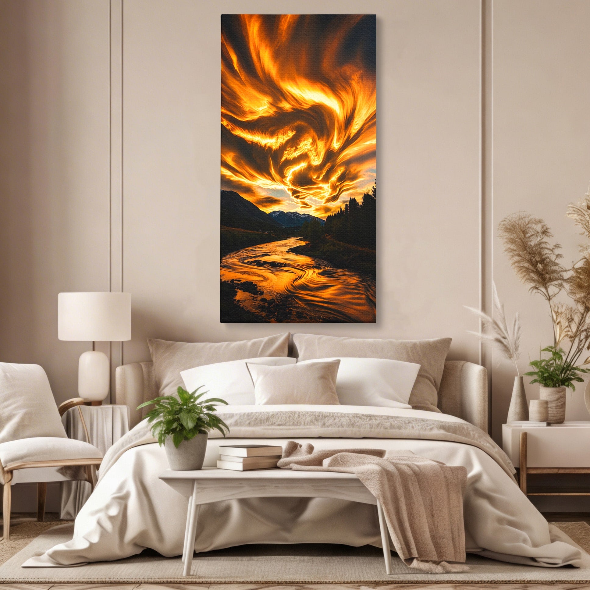 Tablou Canvas Premium LuxCanva® A1700, Cerul In Flacari, Cer, Apus, Natura, Peisaj, Living, Dormitor, Culori Vibrante