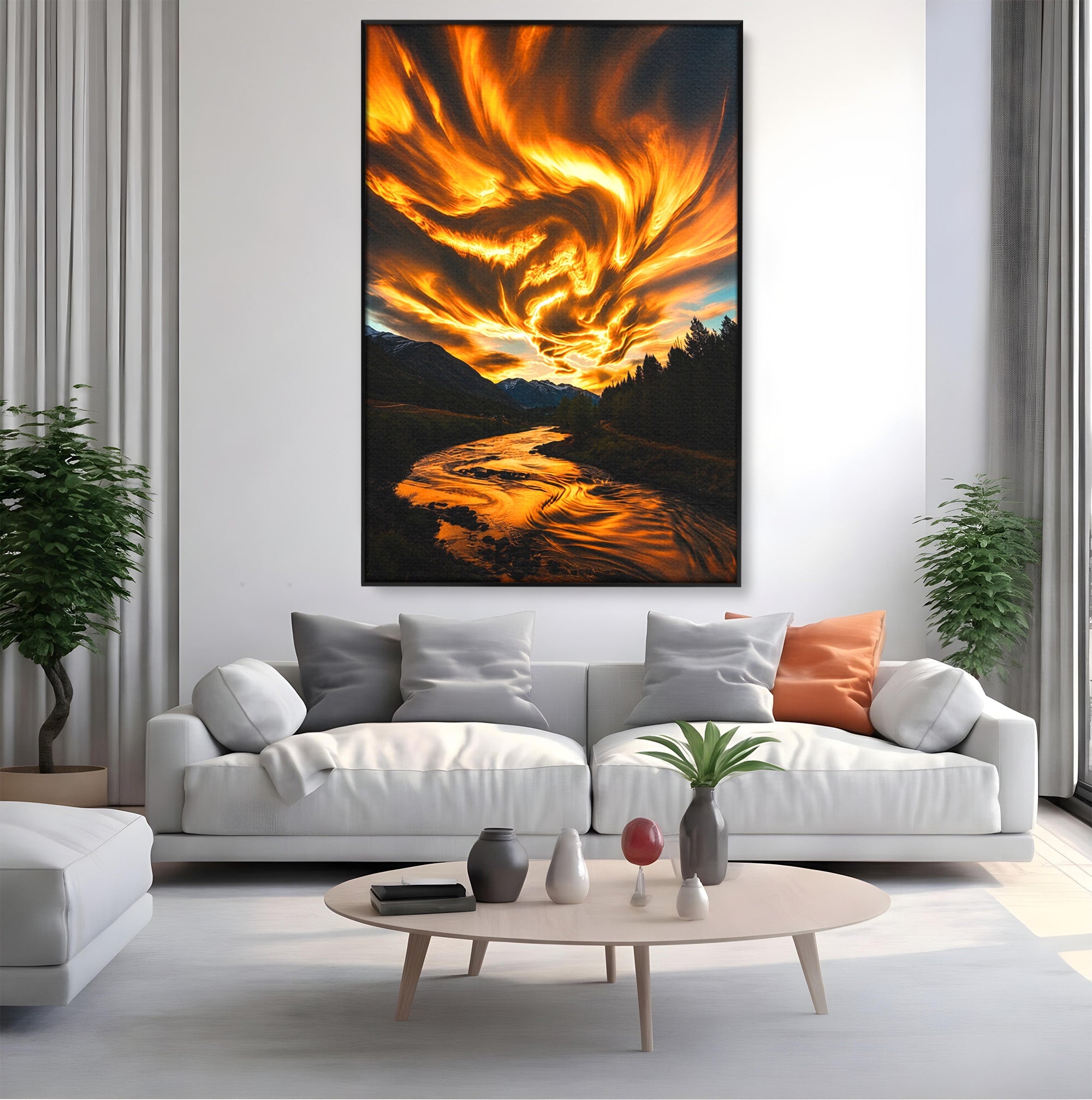 Tablou Canvas Premium LuxCanva® A1700, Cerul In Flacari, Cer, Apus, Natura, Peisaj, Living, Dormitor, Culori Vibrante