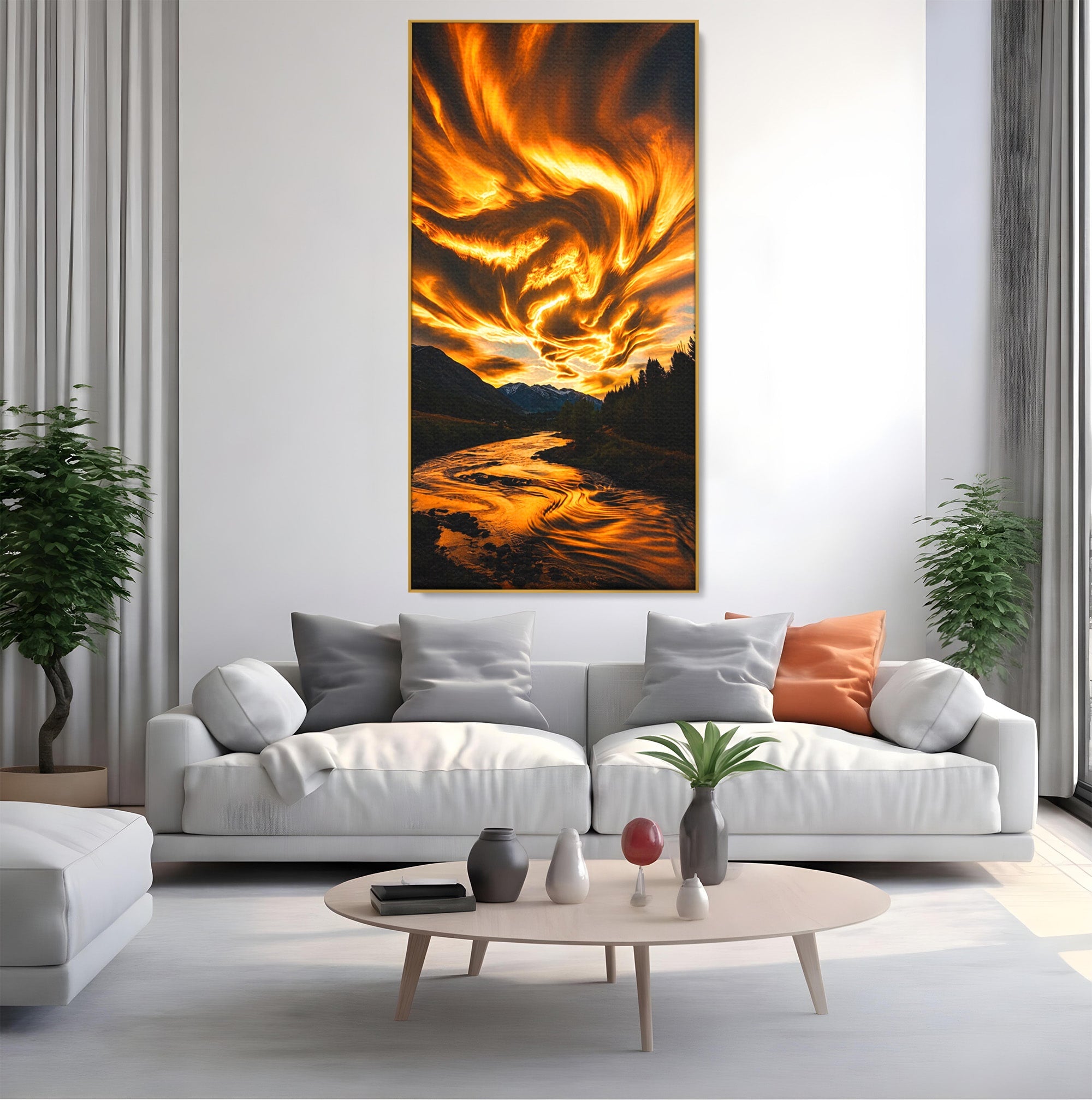 Tablou Canvas Premium LuxCanva® A1700, Cerul In Flacari, Cer, Apus, Natura, Peisaj, Living, Dormitor, Culori Vibrante