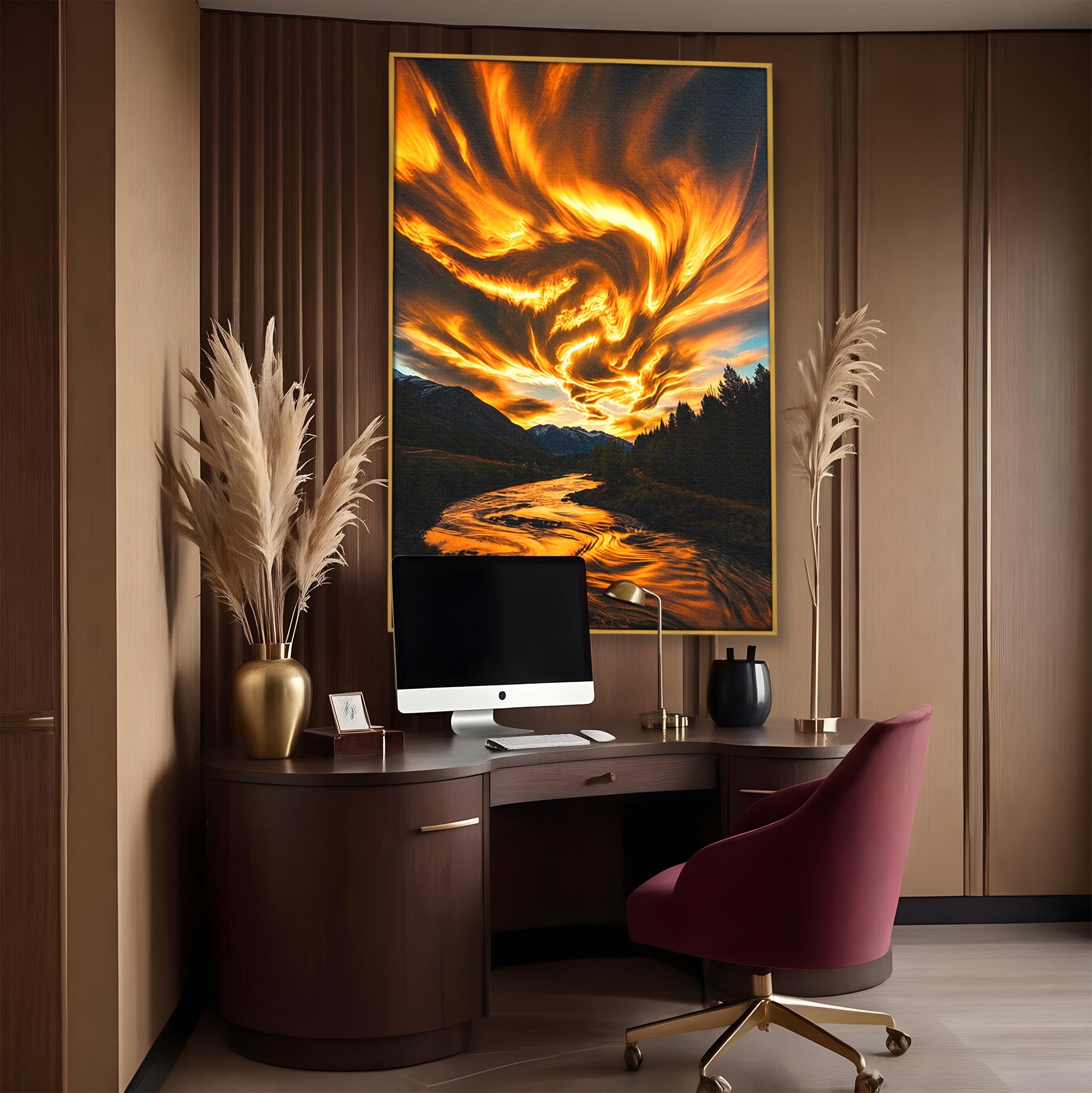 Tablou Canvas Premium LuxCanva® A1700, Cerul In Flacari, Cer, Apus, Natura, Peisaj, Living, Dormitor, Culori Vibrante