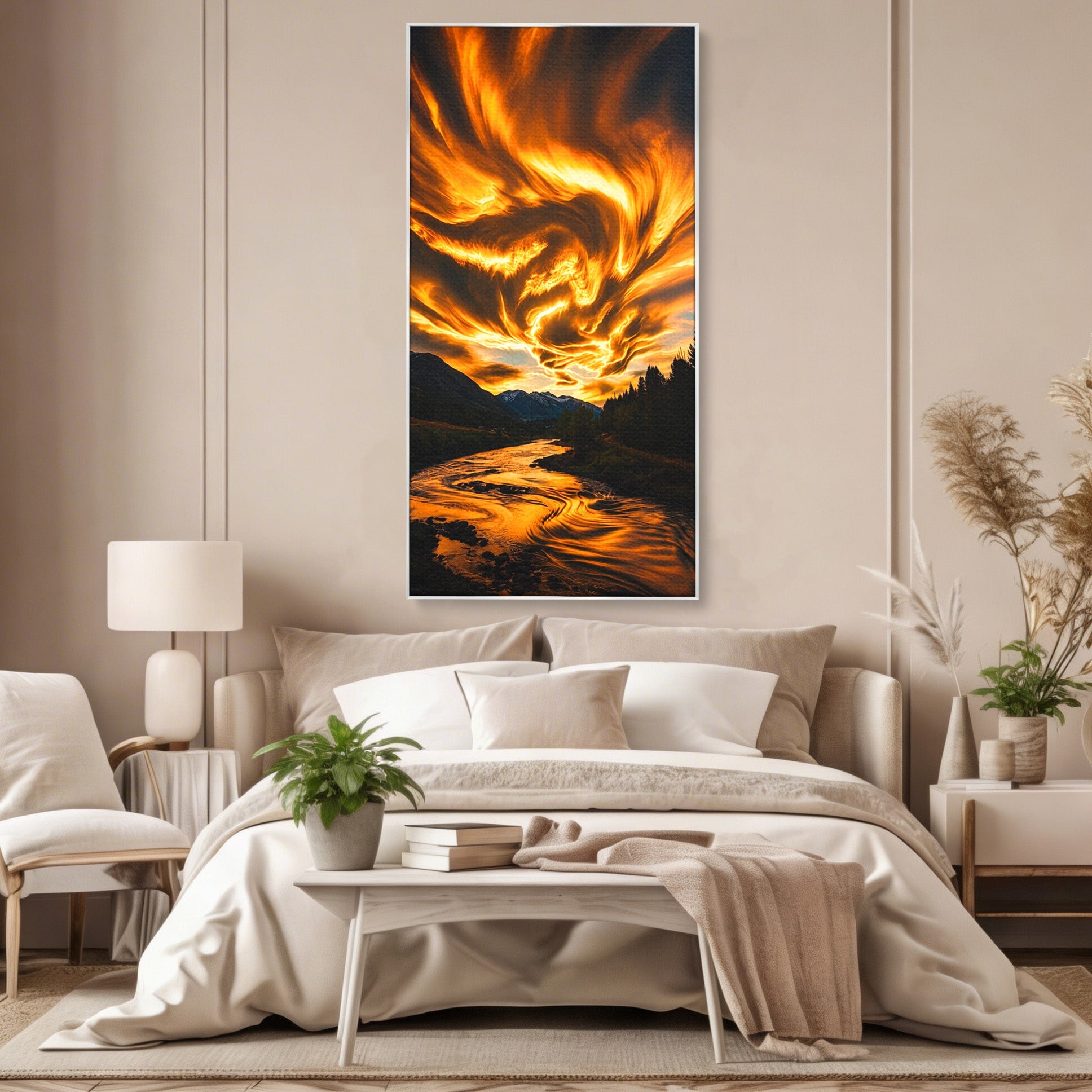 Tablou Canvas Premium LuxCanva® A1700, Cerul In Flacari, Cer, Apus, Natura, Peisaj, Living, Dormitor, Culori Vibrante