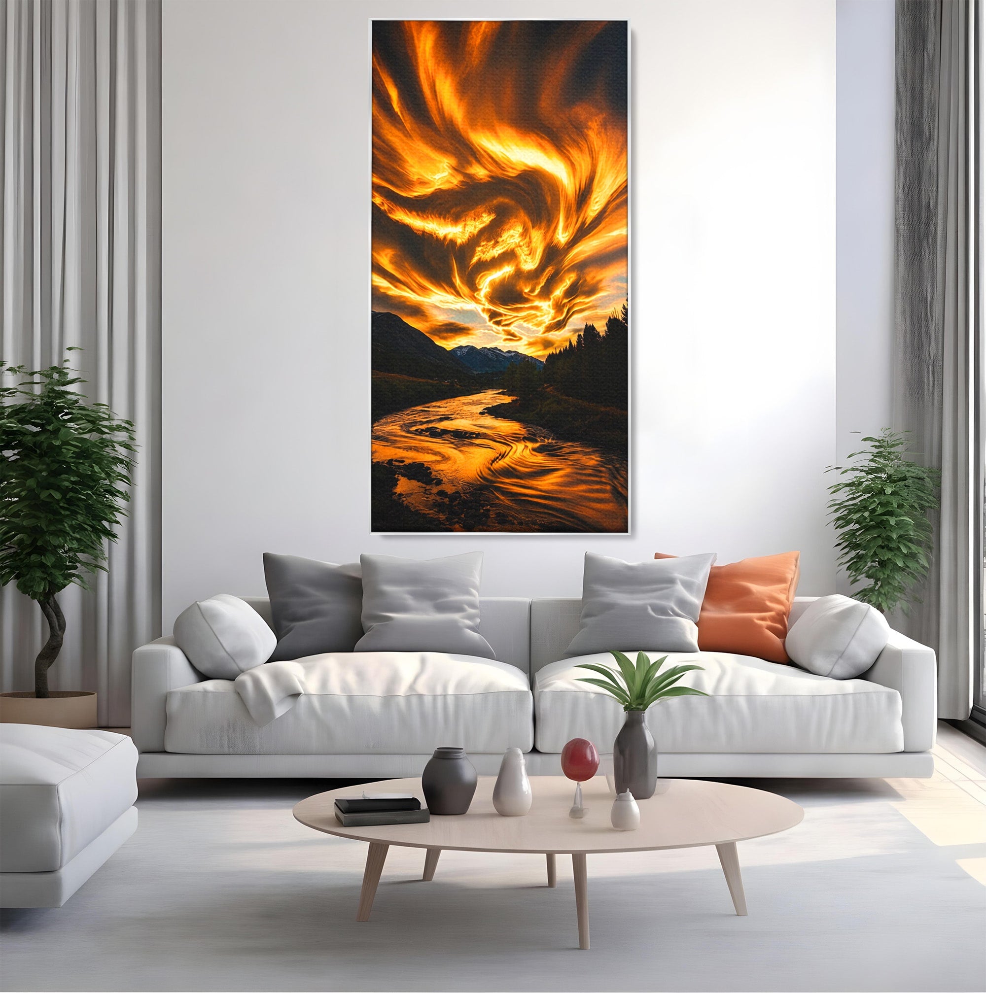 Tablou Canvas Premium LuxCanva® A1700, Cerul In Flacari, Cer, Apus, Natura, Peisaj, Living, Dormitor, Culori Vibrante