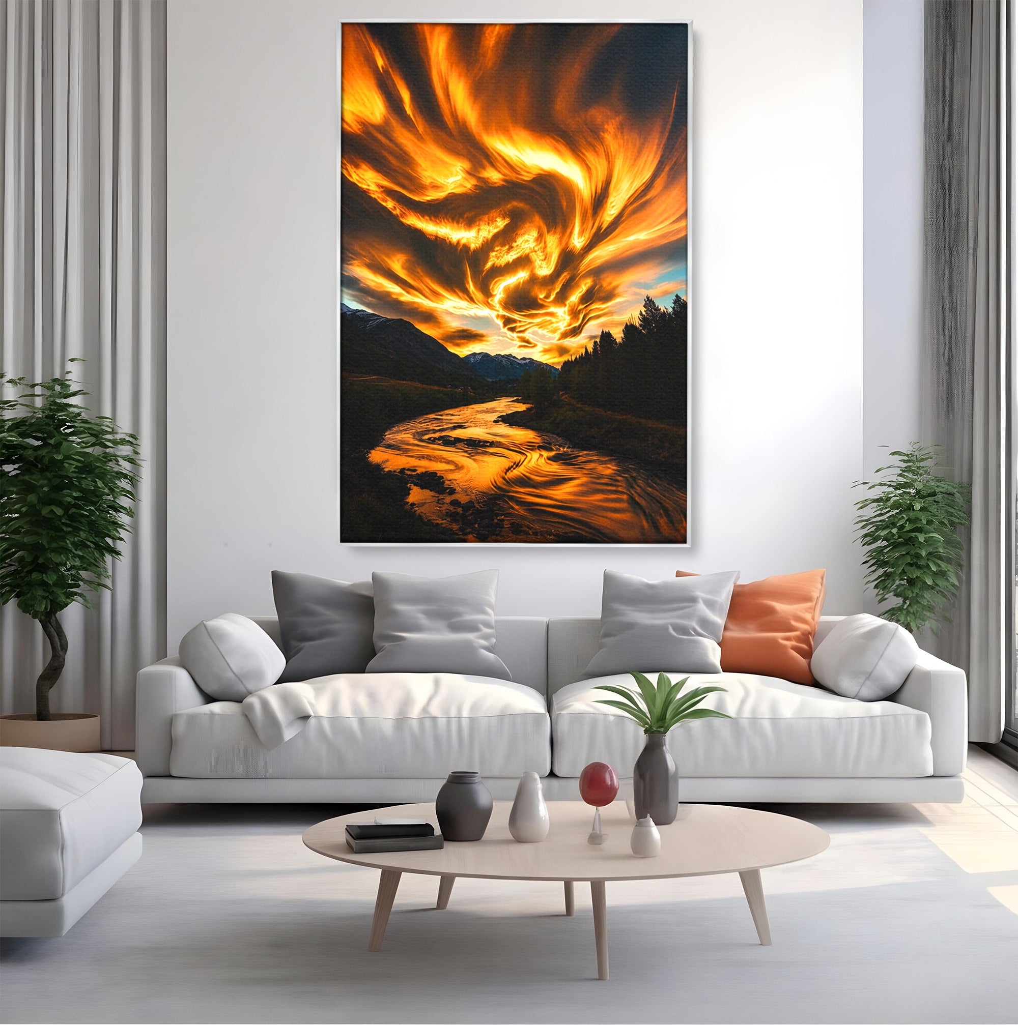 Tablou Canvas Premium LuxCanva® A1700, Cerul In Flacari, Cer, Apus, Natura, Peisaj, Living, Dormitor, Culori Vibrante