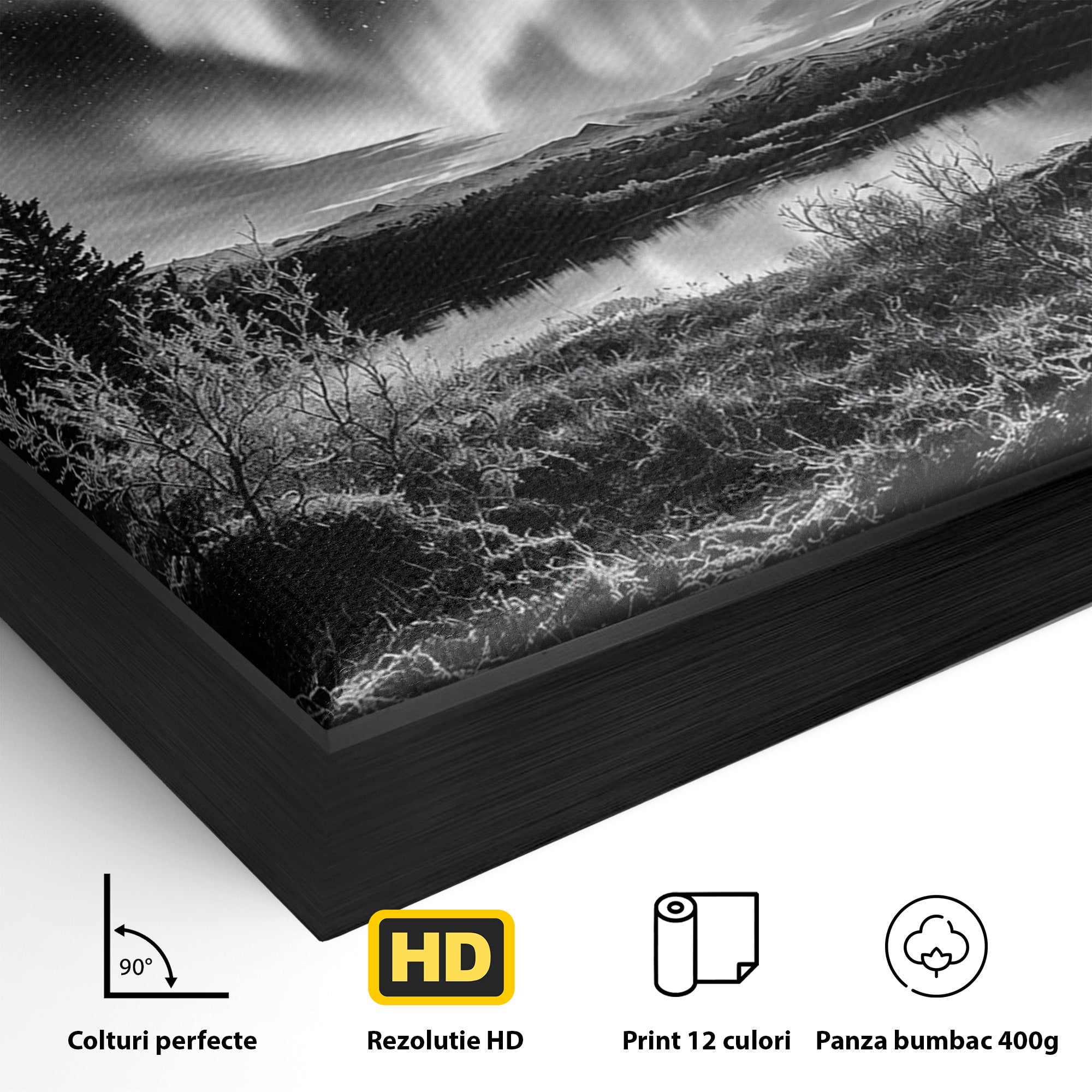 Tablou Canvas Premium LuxCanva® A1704, Cand Noaptea Danseaza , Aurora Boreala, Peisaj, Cer, Noapte, Living, Dormitor, Culori Vibrante