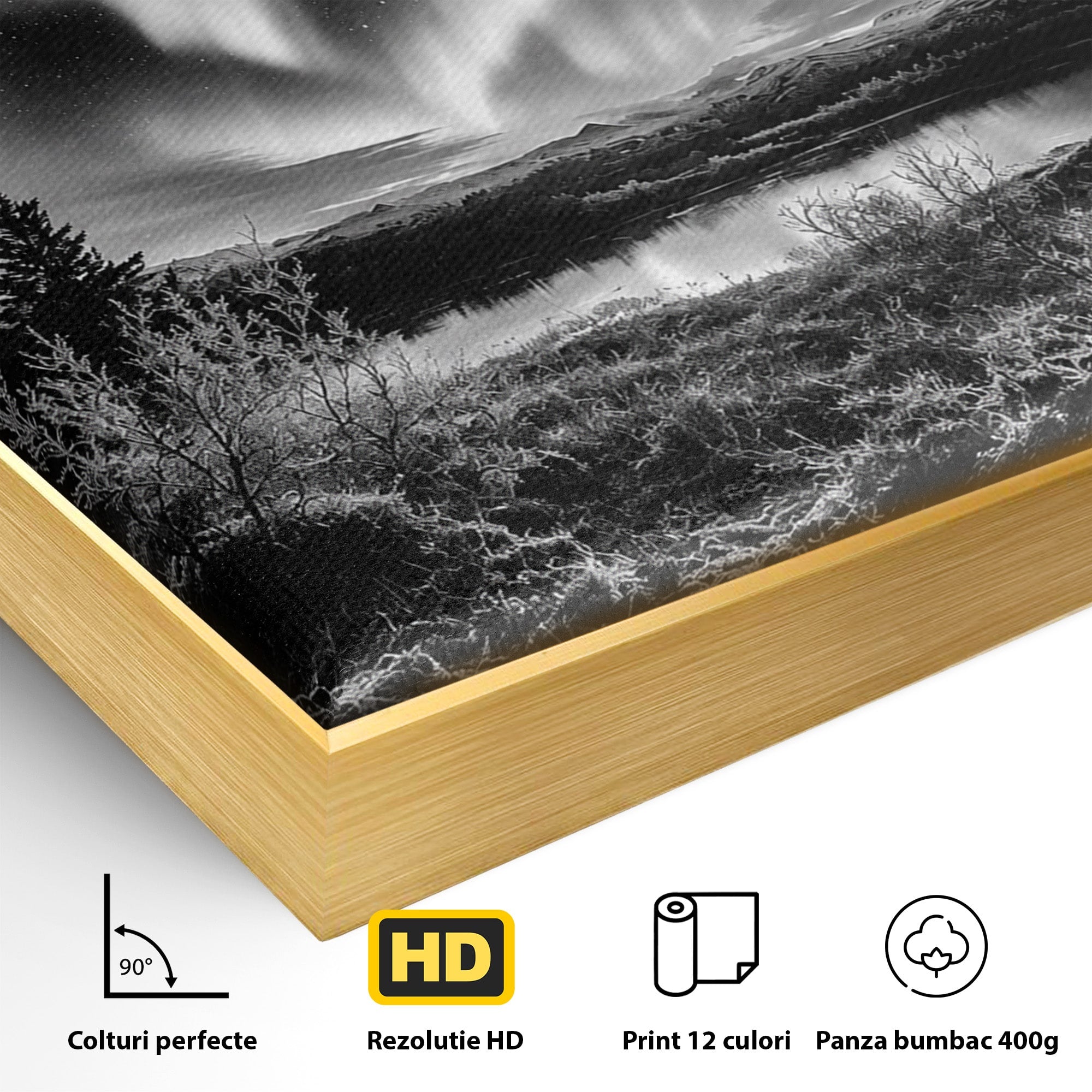 Tablou Canvas Premium LuxCanva® A1704, Cand Noaptea Danseaza , Aurora Boreala, Peisaj, Cer, Noapte, Living, Dormitor, Culori Vibrante