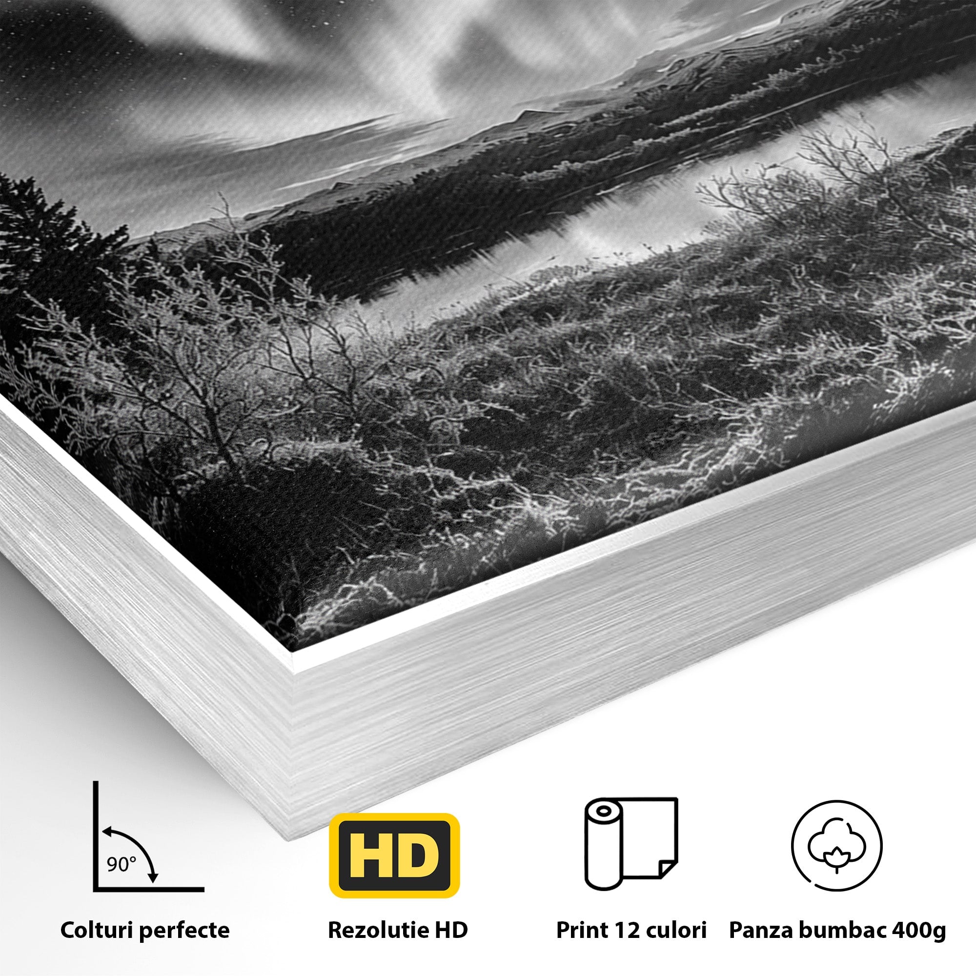 Tablou Canvas Premium LuxCanva® A1704, Cand Noaptea Danseaza , Aurora Boreala, Peisaj, Cer, Noapte, Living, Dormitor, Culori Vibrante