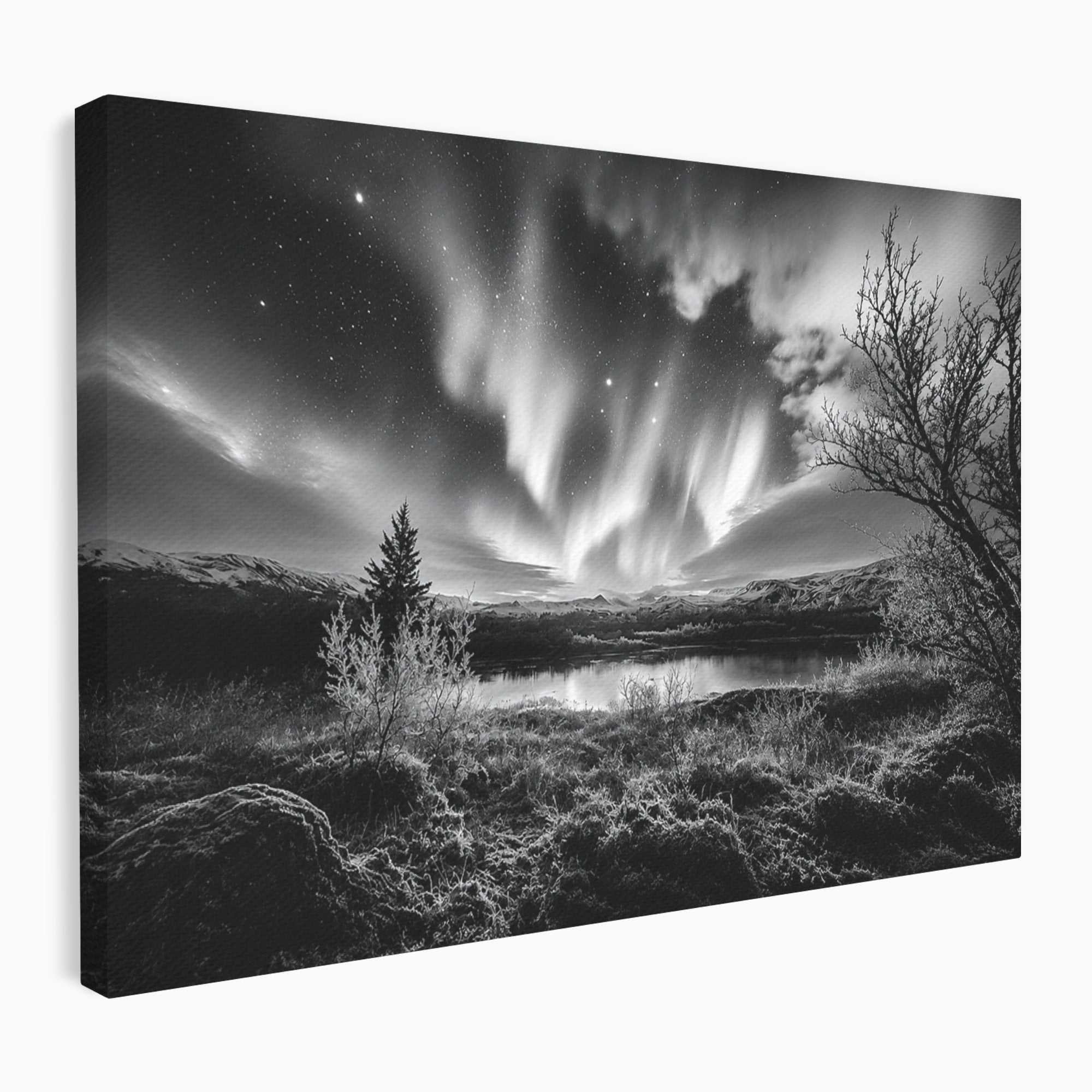 Tablou Canvas Premium LuxCanva® A1704, Cand Noaptea Danseaza , Aurora Boreala, Peisaj, Cer, Noapte, Living, Dormitor, Culori Vibrante