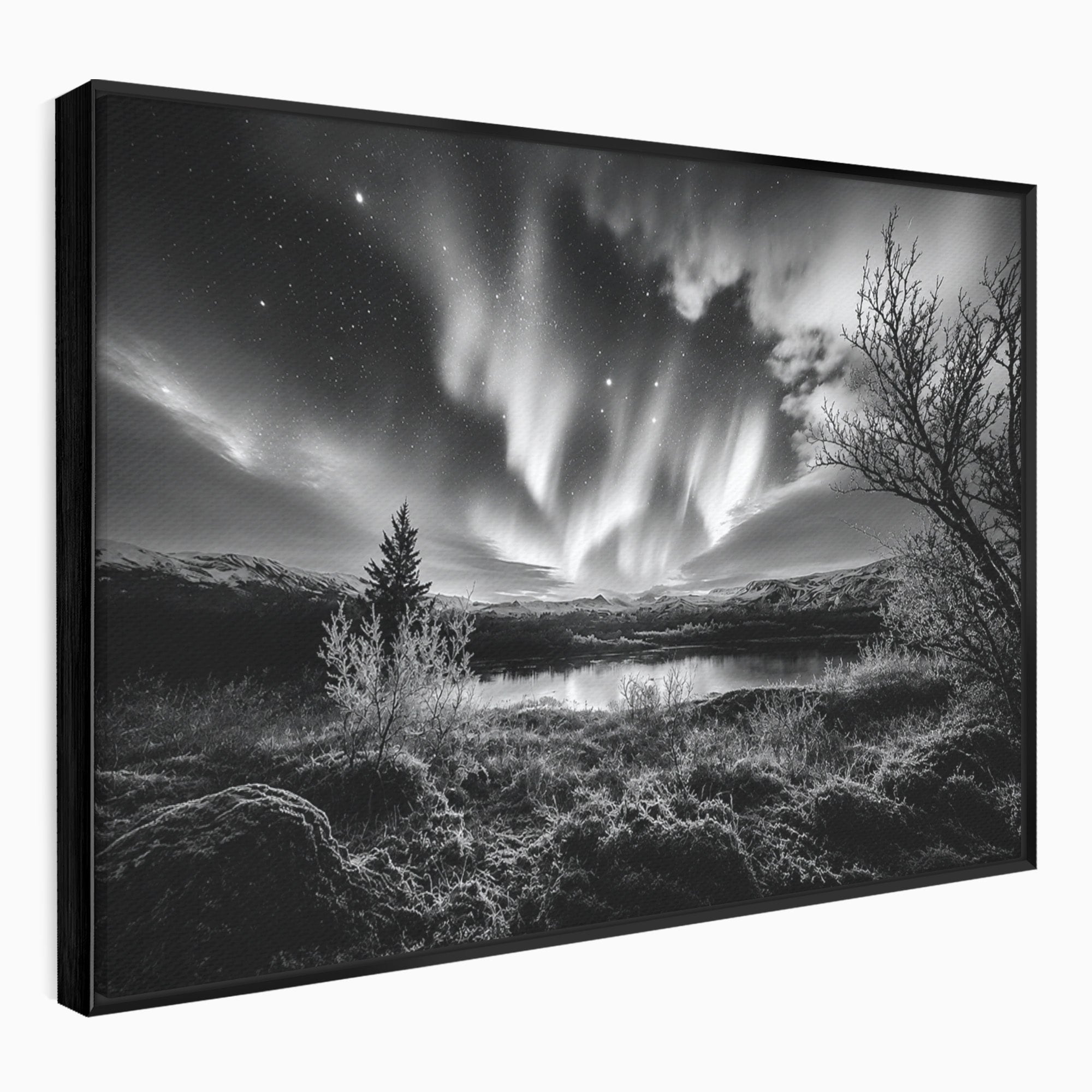 Tablou Canvas Premium LuxCanva® A1704, Cand Noaptea Danseaza , Aurora Boreala, Peisaj, Cer, Noapte, Living, Dormitor, Culori Vibrante