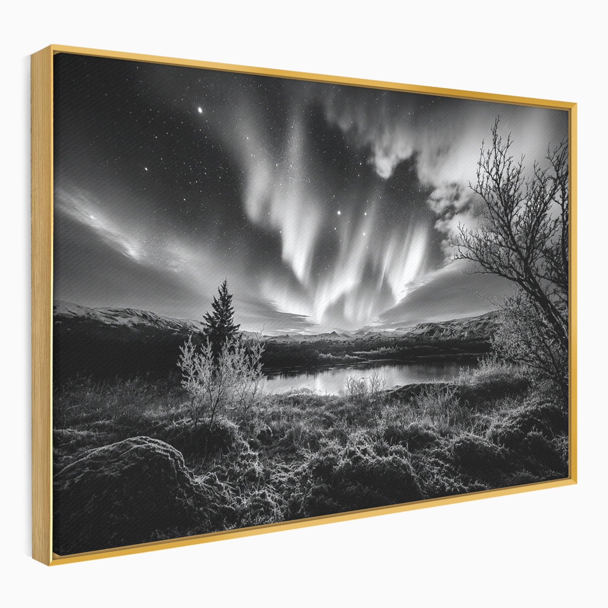 Tablou Canvas Premium LuxCanva® A1704, Cand Noaptea Danseaza , Aurora Boreala, Peisaj, Cer, Noapte, Living, Dormitor, Culori Vibrante