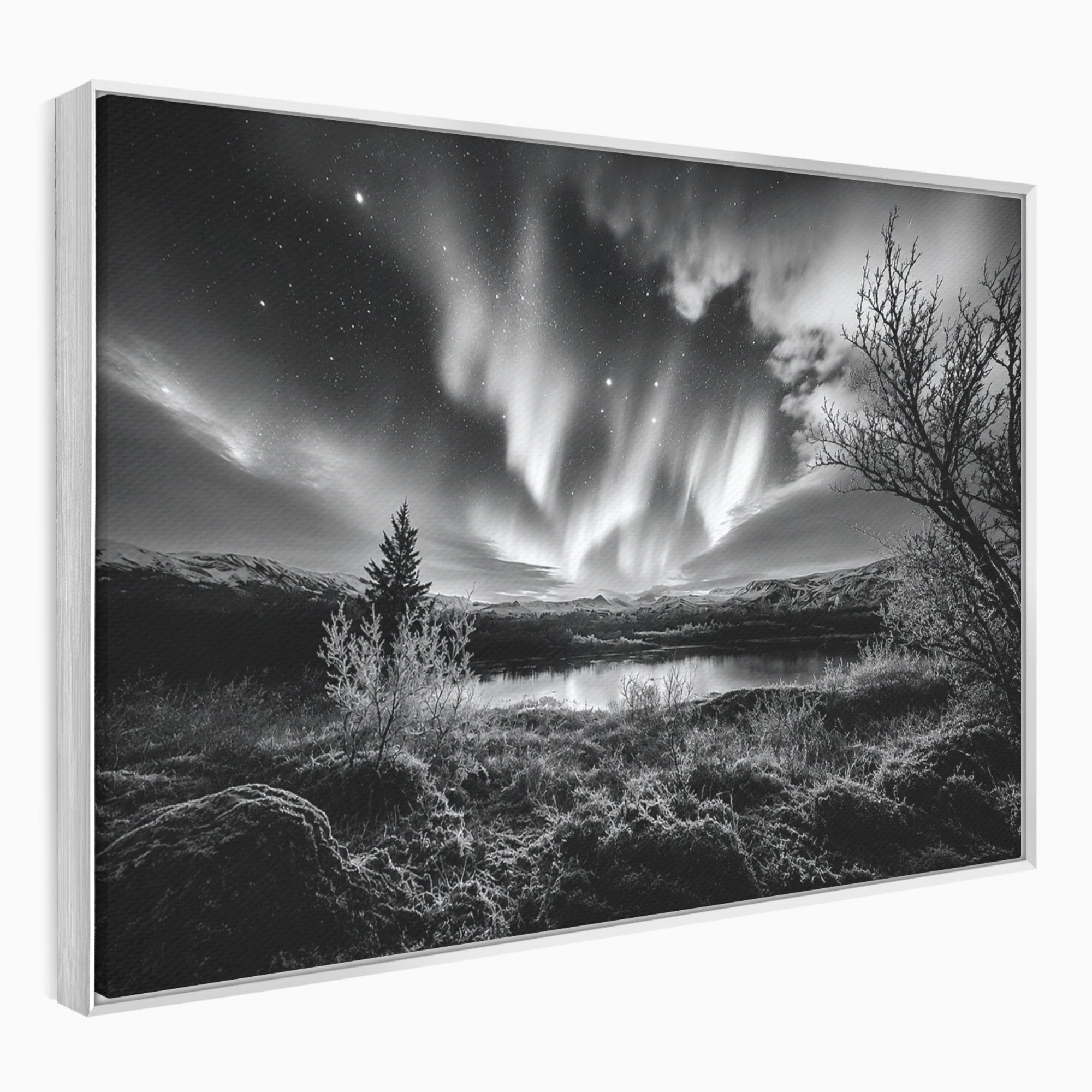 Tablou Canvas Premium LuxCanva® A1704, Cand Noaptea Danseaza , Aurora Boreala, Peisaj, Cer, Noapte, Living, Dormitor, Culori Vibrante