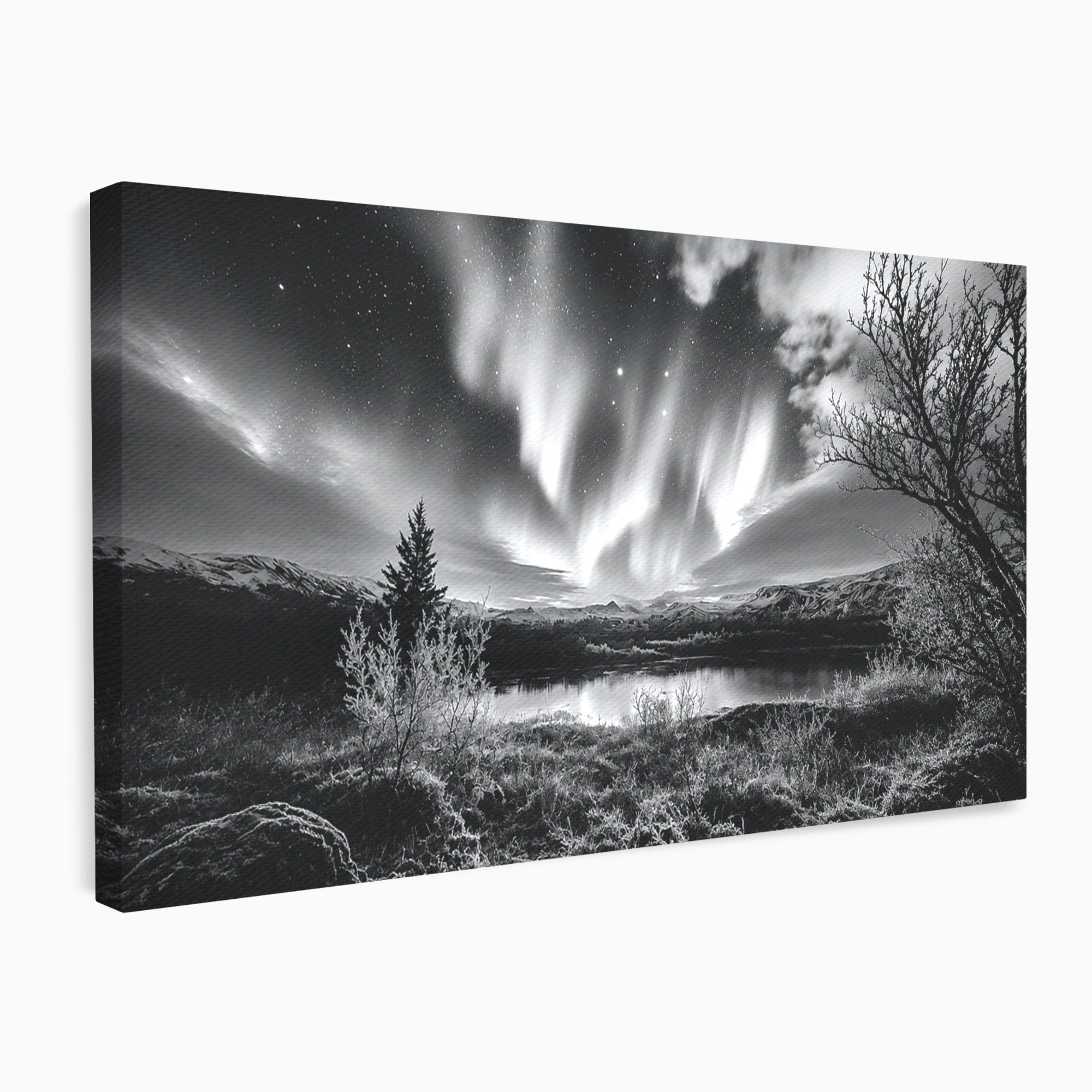 Tablou Canvas Premium LuxCanva® A1704, Cand Noaptea Danseaza , Aurora Boreala, Peisaj, Cer, Noapte, Living, Dormitor, Culori Vibrante