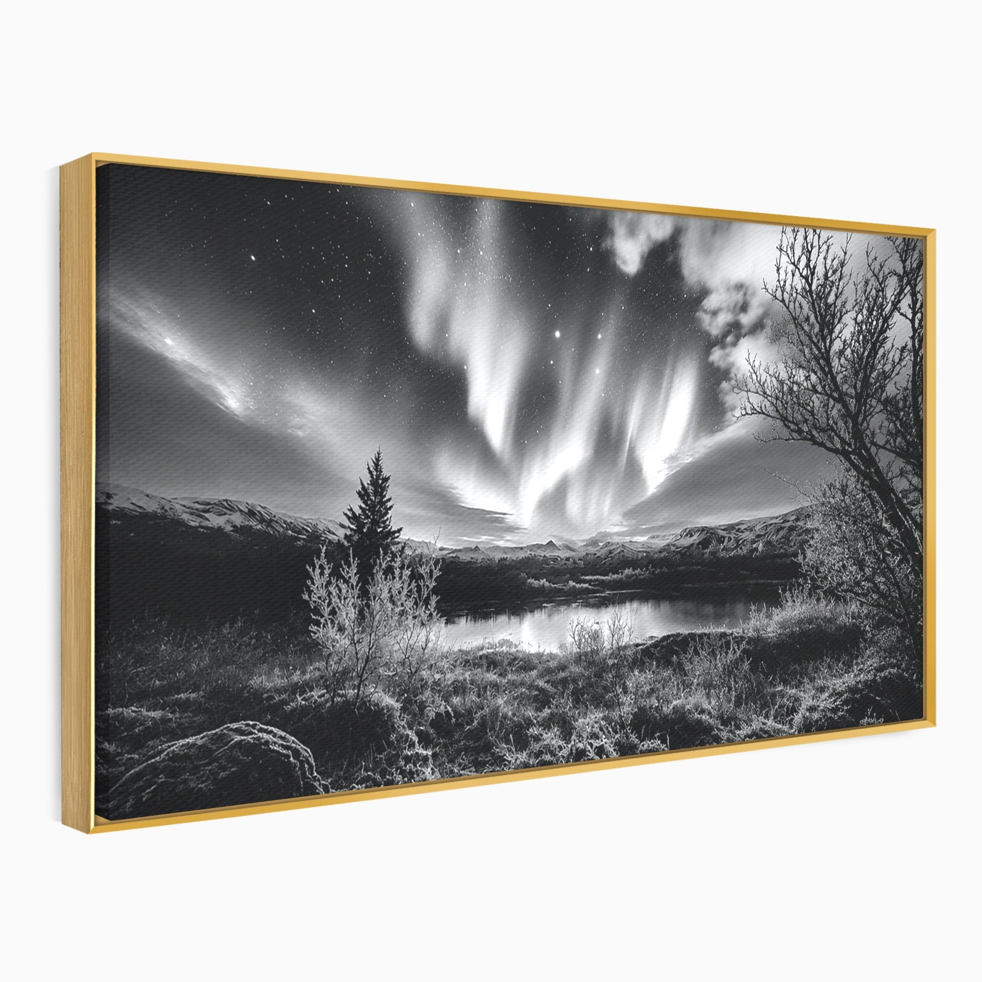 Tablou Canvas Premium LuxCanva® A1704, Cand Noaptea Danseaza , Aurora Boreala, Peisaj, Cer, Noapte, Living, Dormitor, Culori Vibrante
