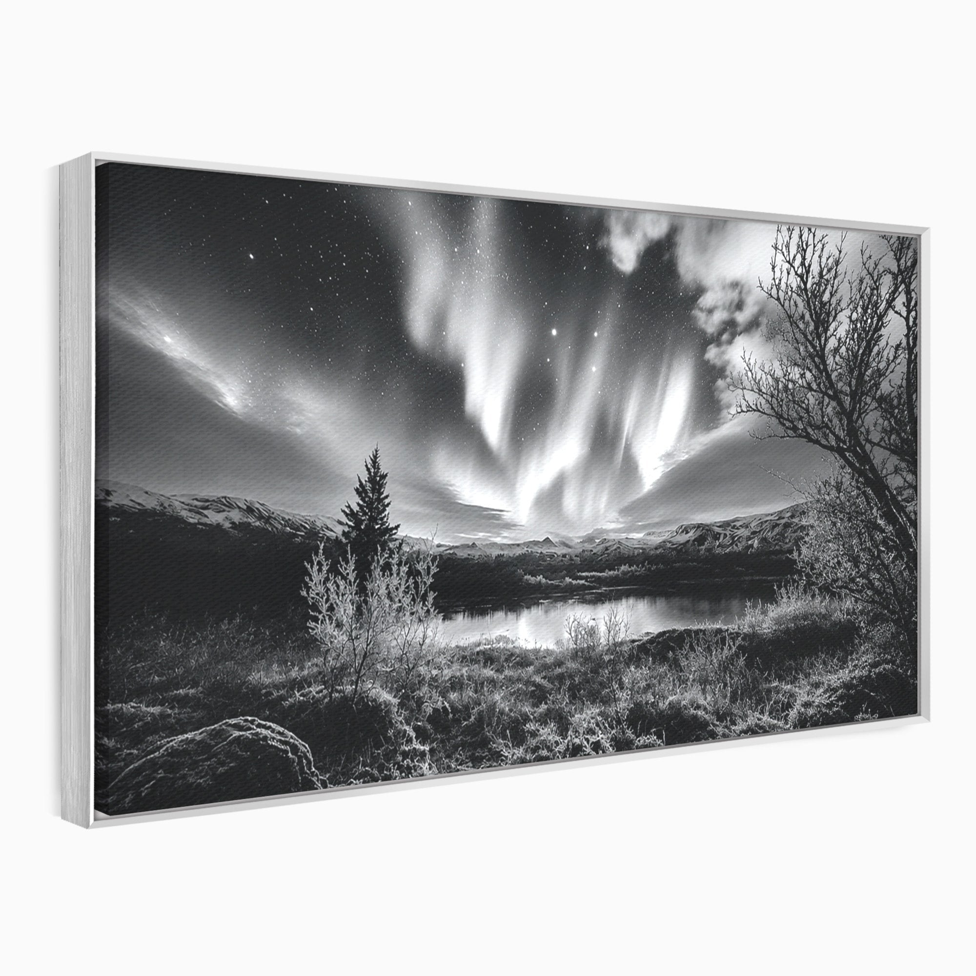 Tablou Canvas Premium LuxCanva® A1704, Cand Noaptea Danseaza , Aurora Boreala, Peisaj, Cer, Noapte, Living, Dormitor, Culori Vibrante